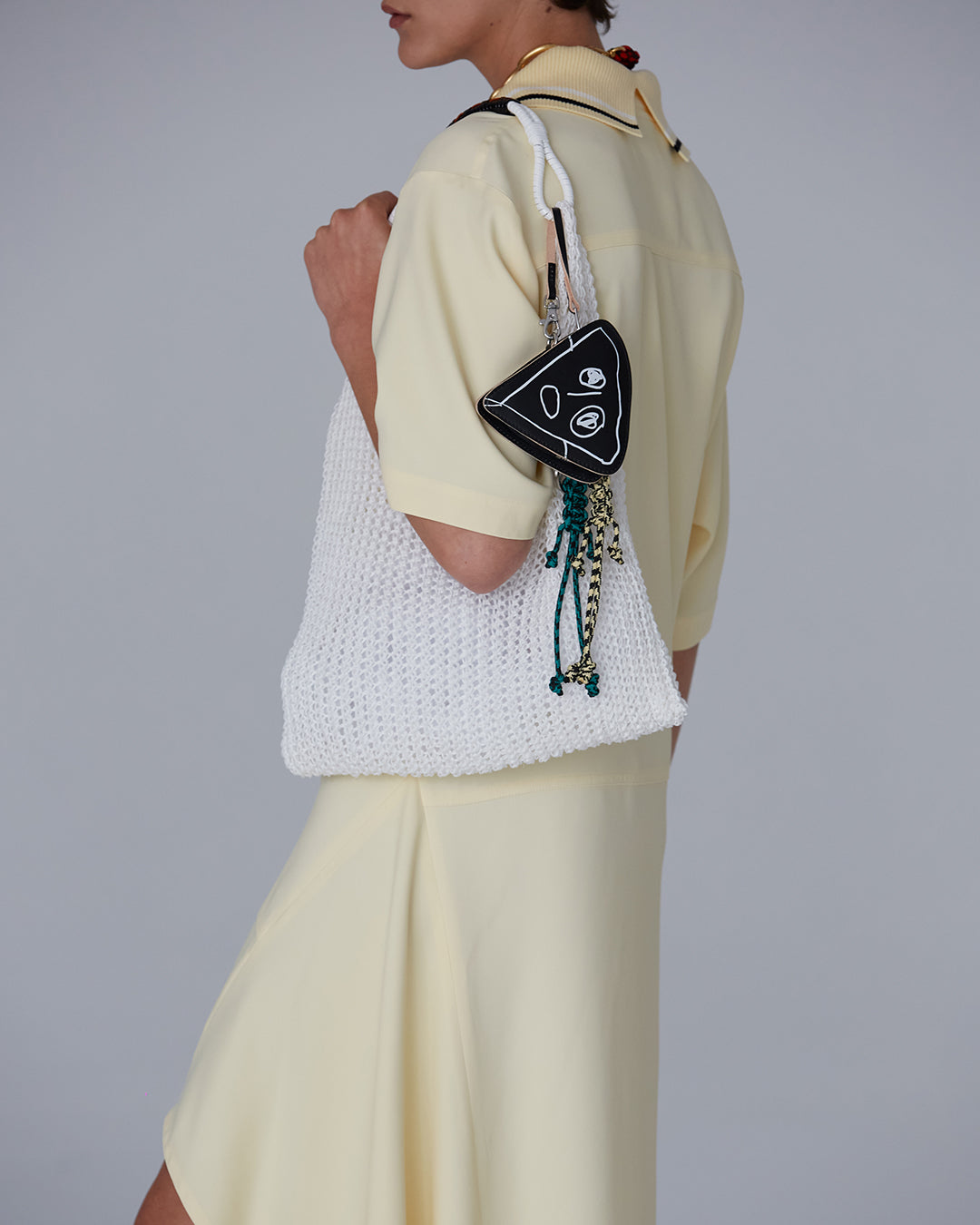 WHITE LINEN MESH BAG