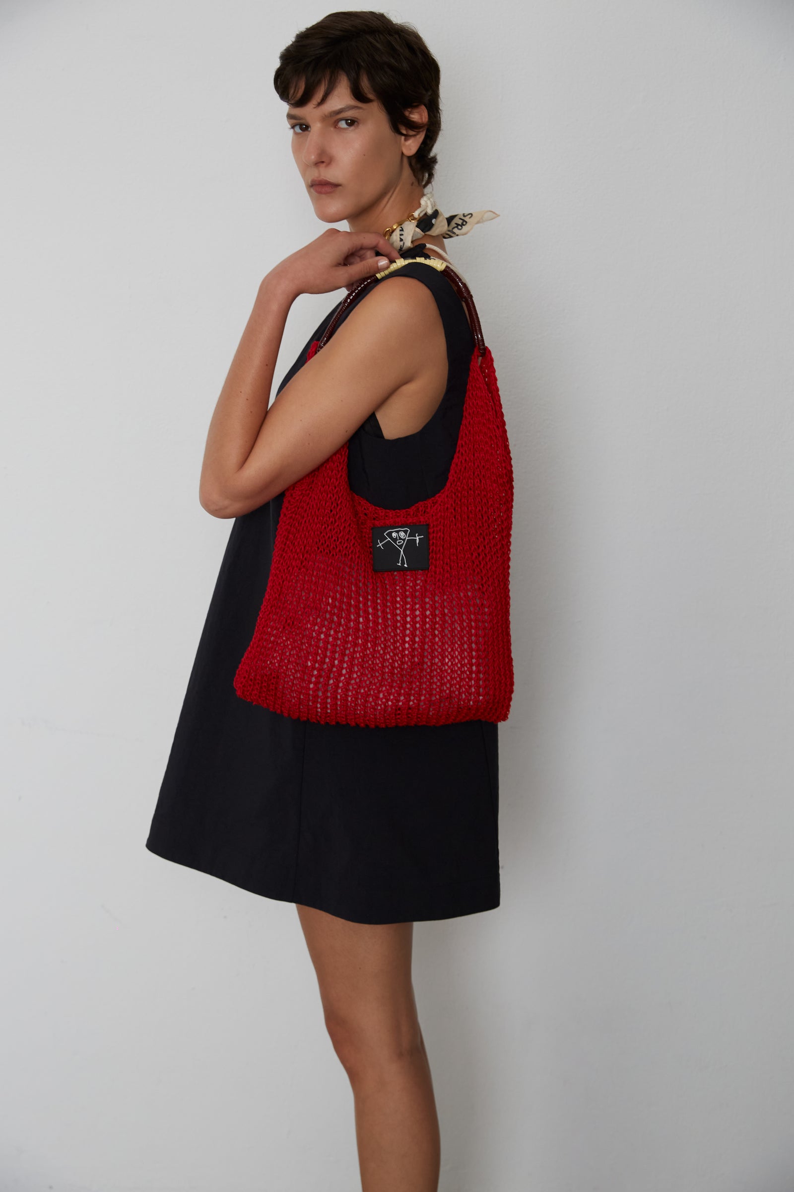 RED LINEN MESH BAG