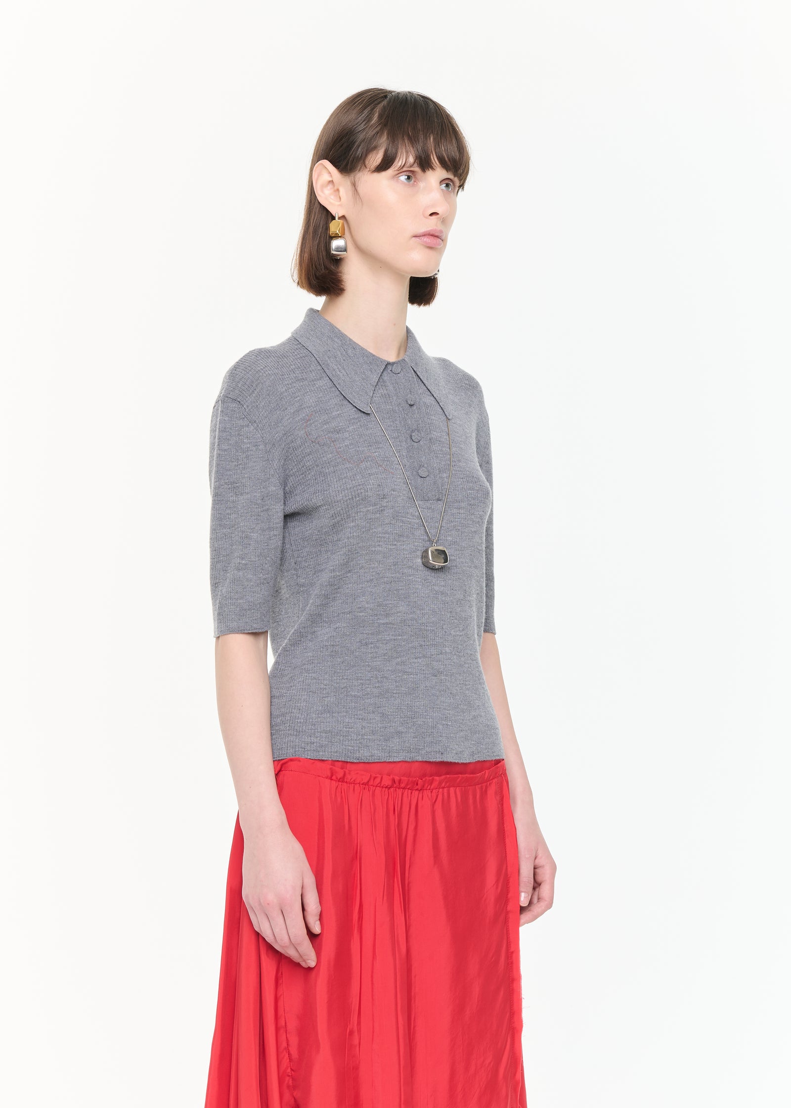 POLO IN MERINO GRIGIO MELANGE