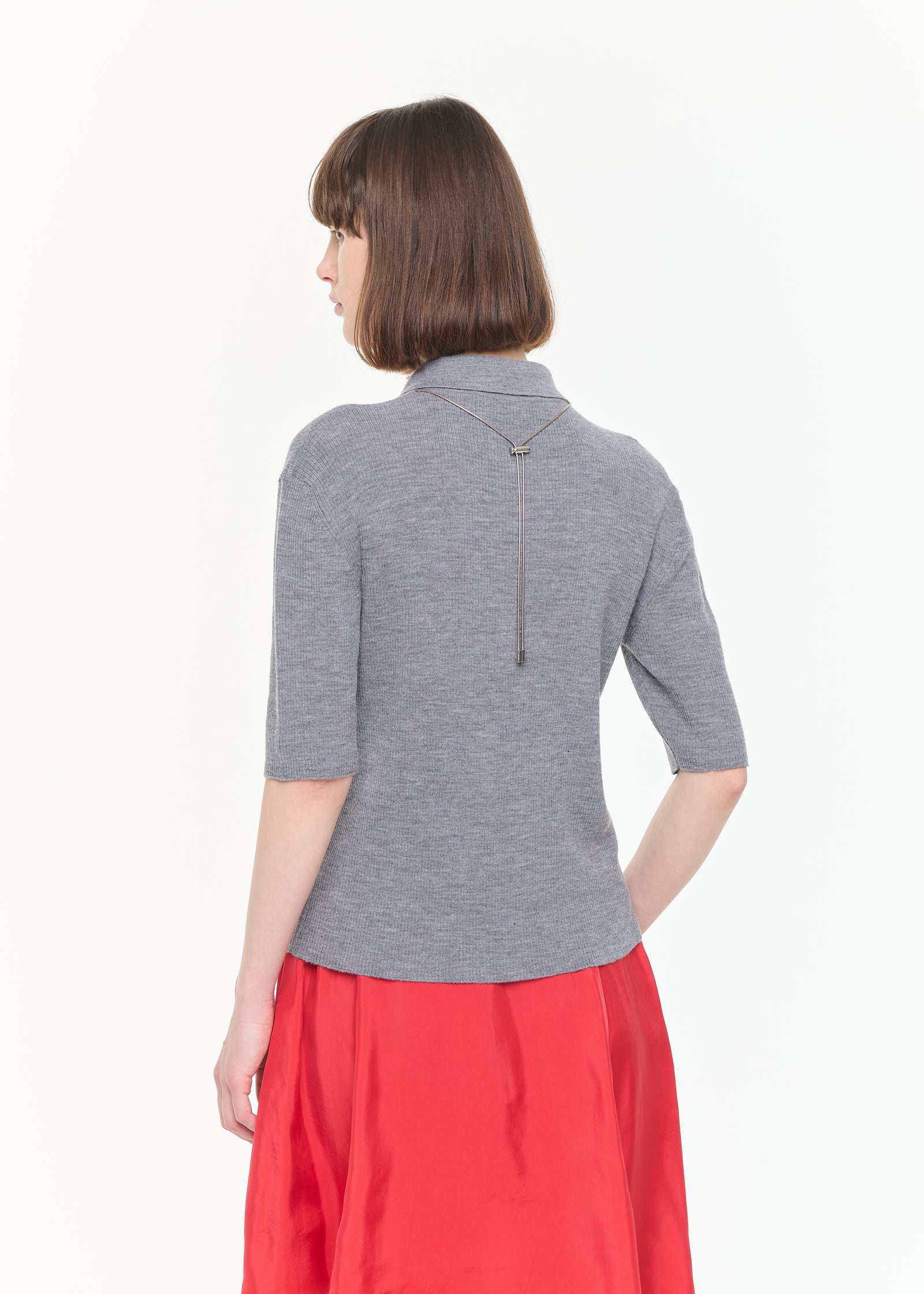 POLO IN MERINO GRIGIO MELANGE