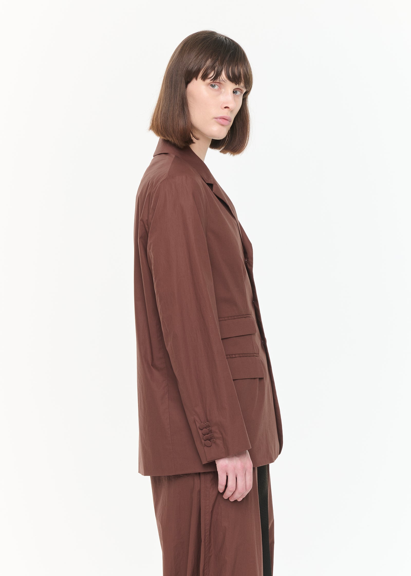 COFFEE COTTON BLAZER