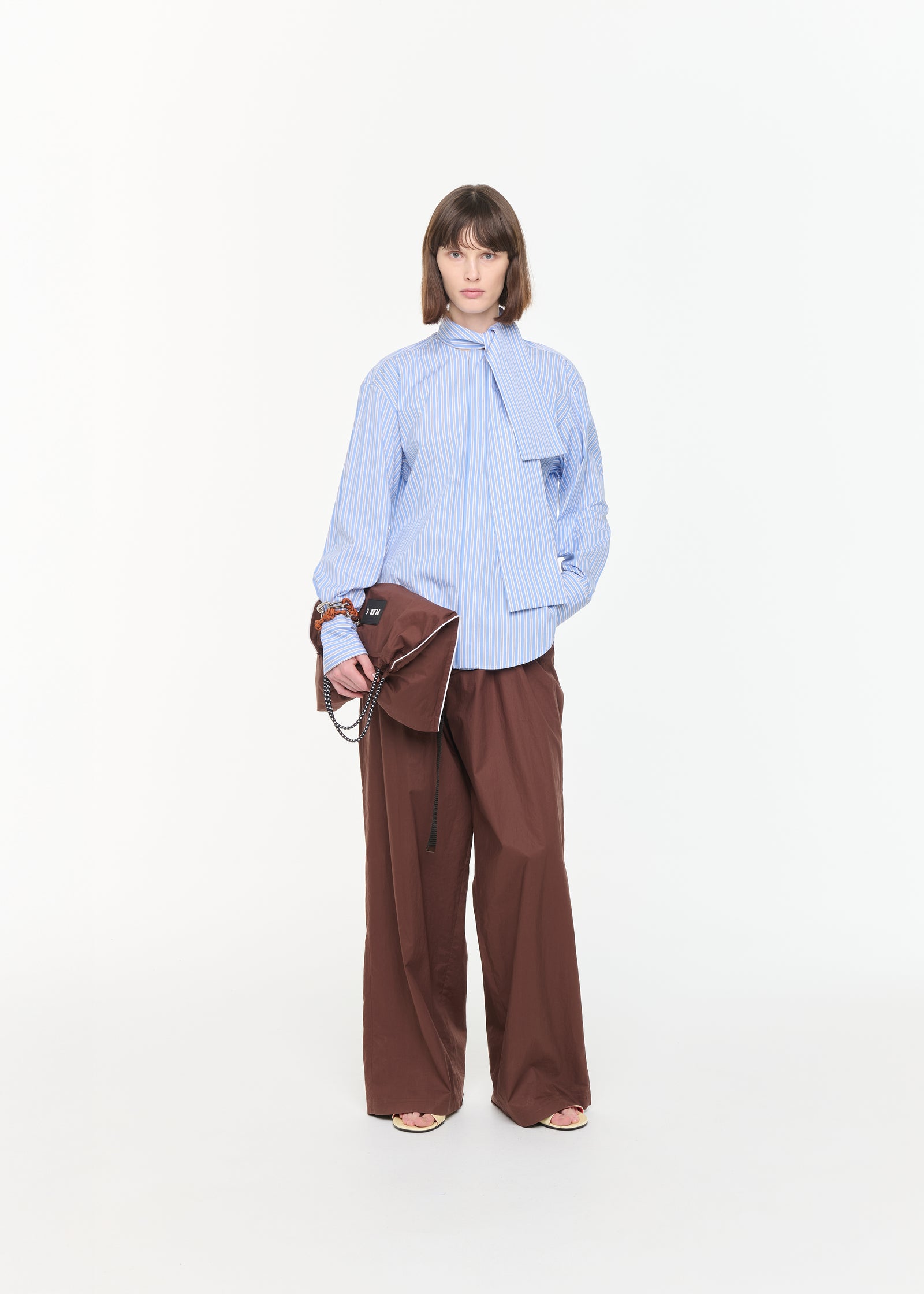 CAMICIA DI COTONE A RIGHE CON FOULARD