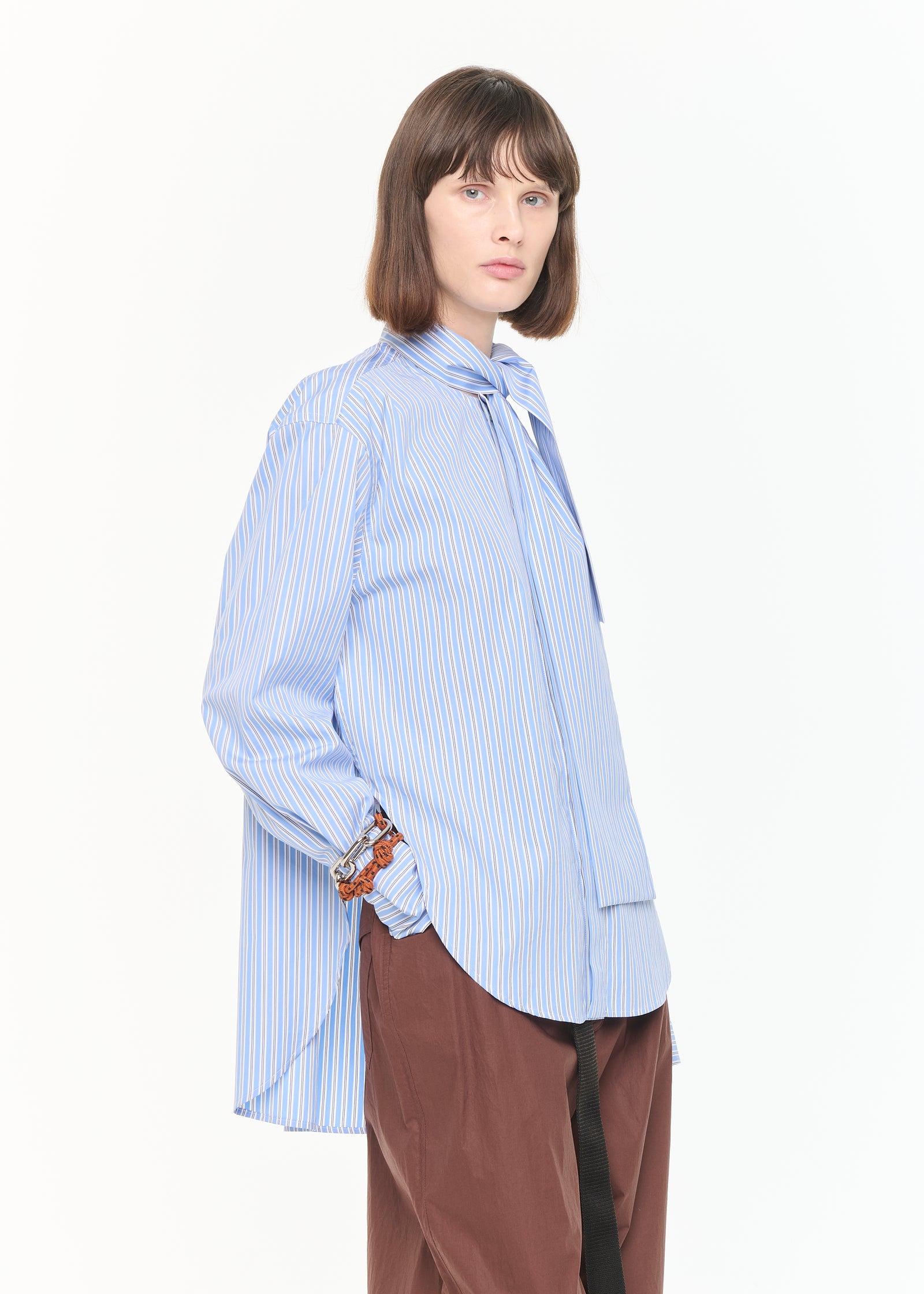 CAMICIA DI COTONE A RIGHE CON FOULARD