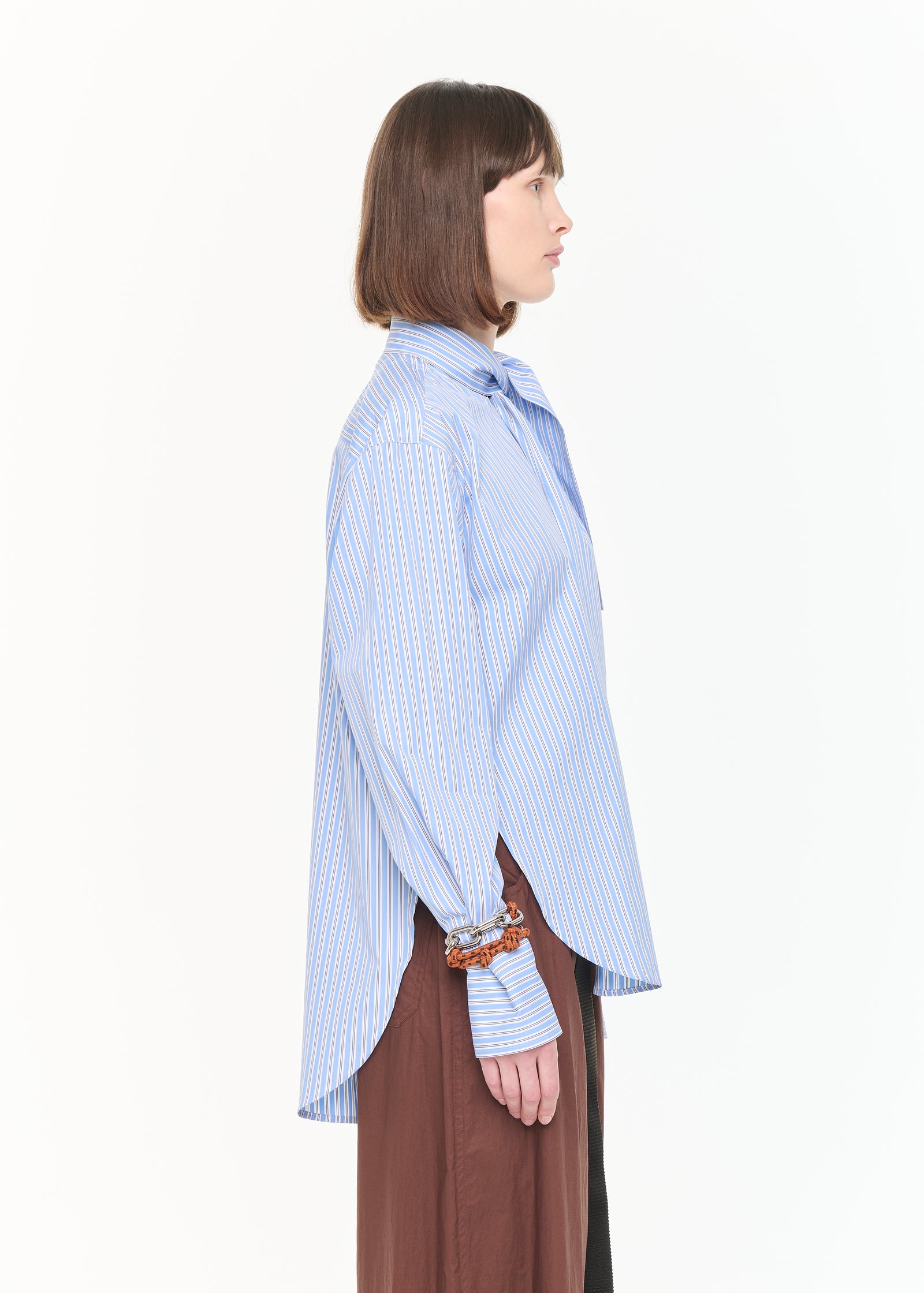 CAMICIA DI COTONE A RIGHE CON FOULARD