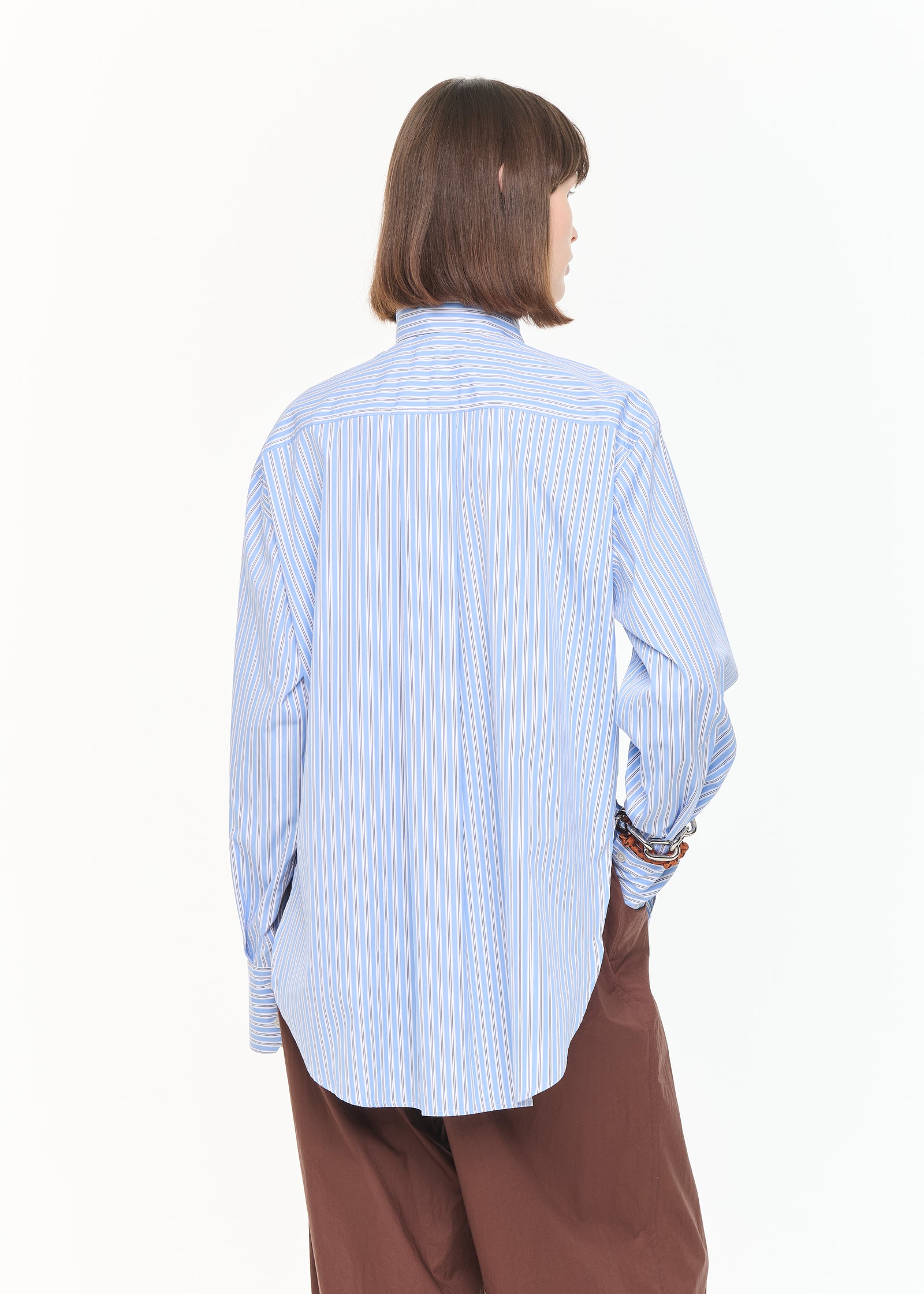 CAMICIA DI COTONE A RIGHE CON FOULARD