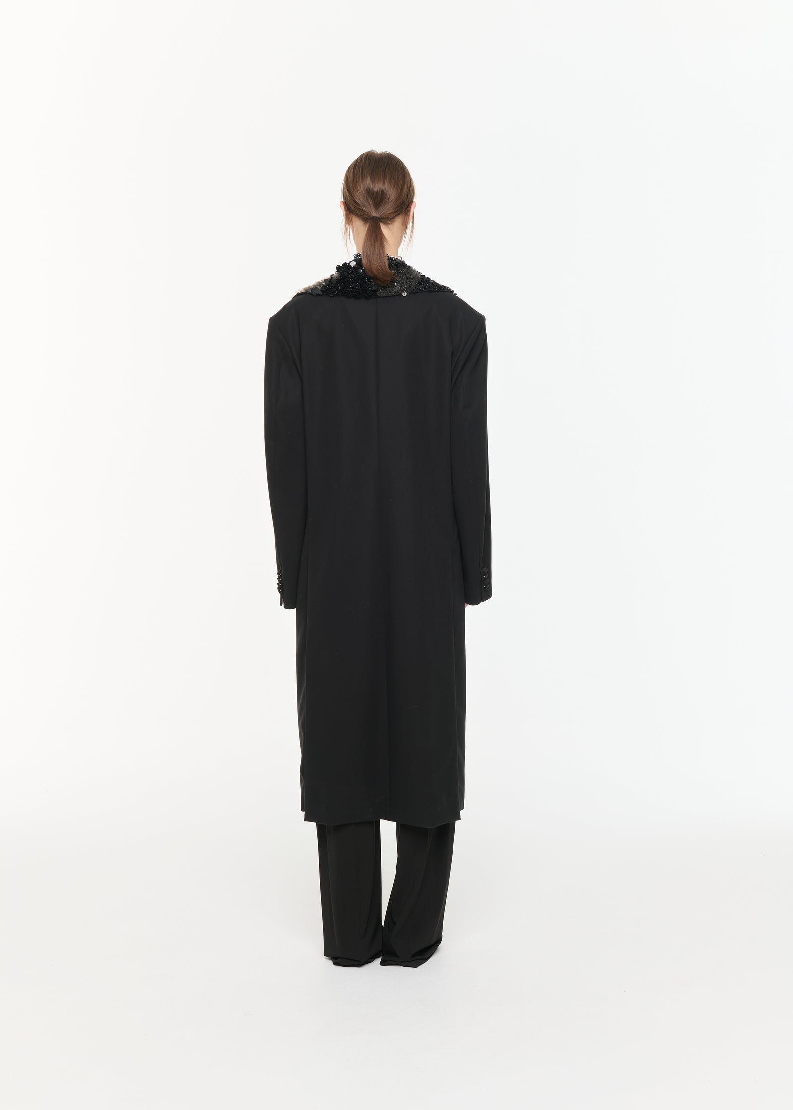 DOUBLE BREASTED BLACK COTTON COAT