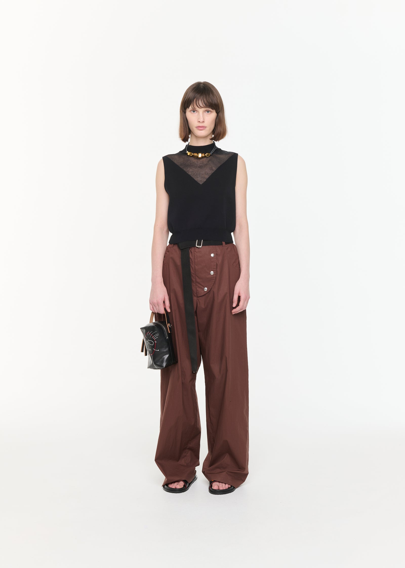 INTARSIA COTTON BLACK VEST