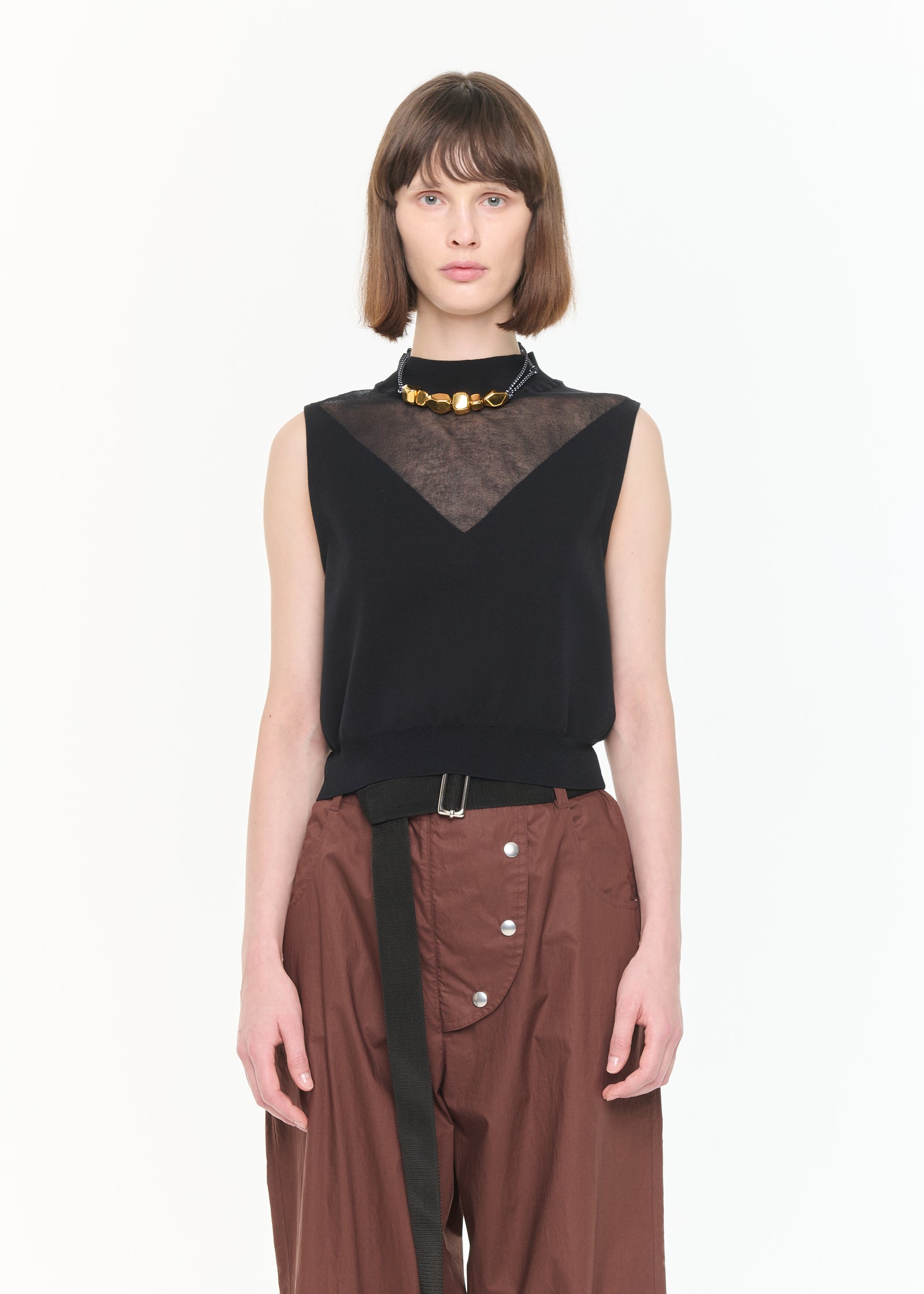 INTARSIA COTTON BLACK VEST