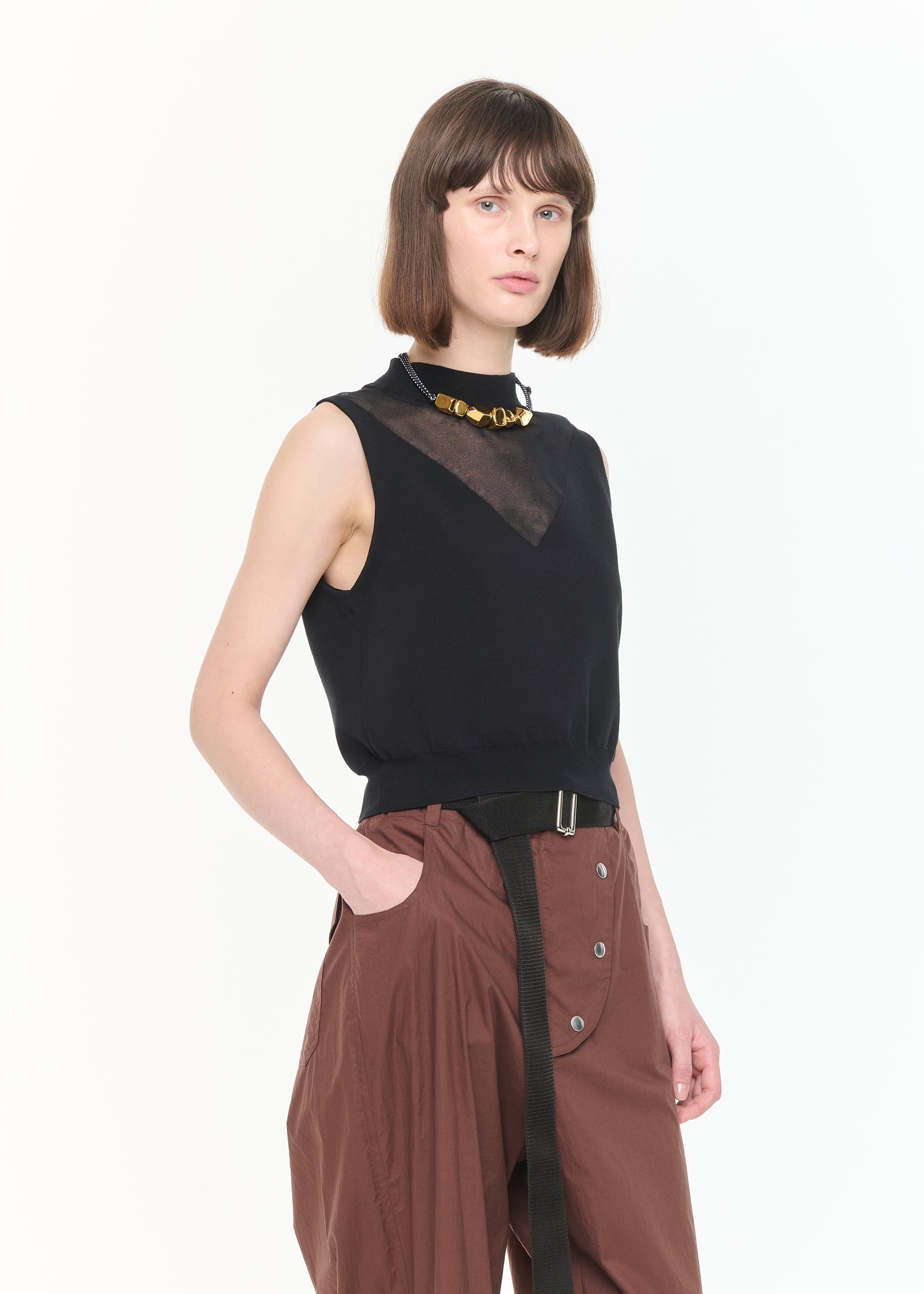 INTARSIA COTTON BLACK VEST