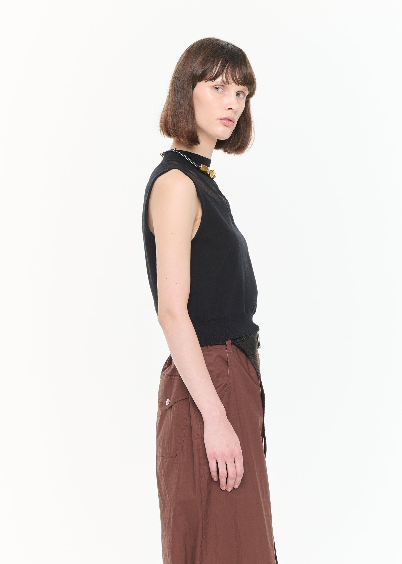 INTARSIA COTTON BLACK VEST
