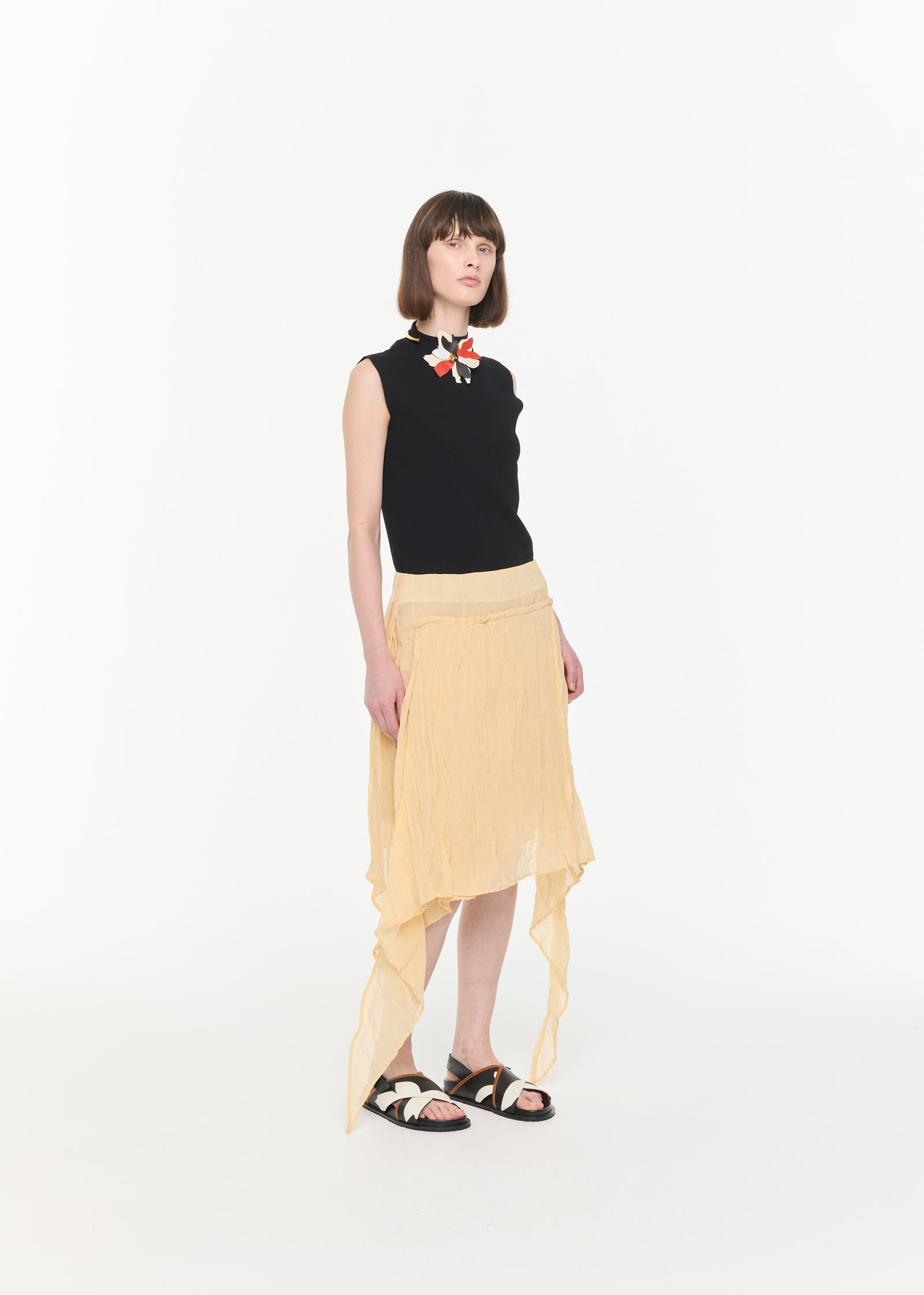 CRINKLED COTTON ASYMMETRIC SKIRT