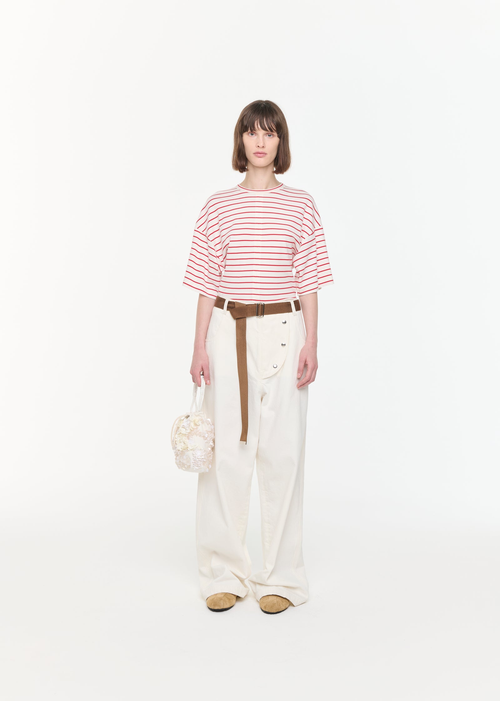 WHITE DRILL CARGO PANTS