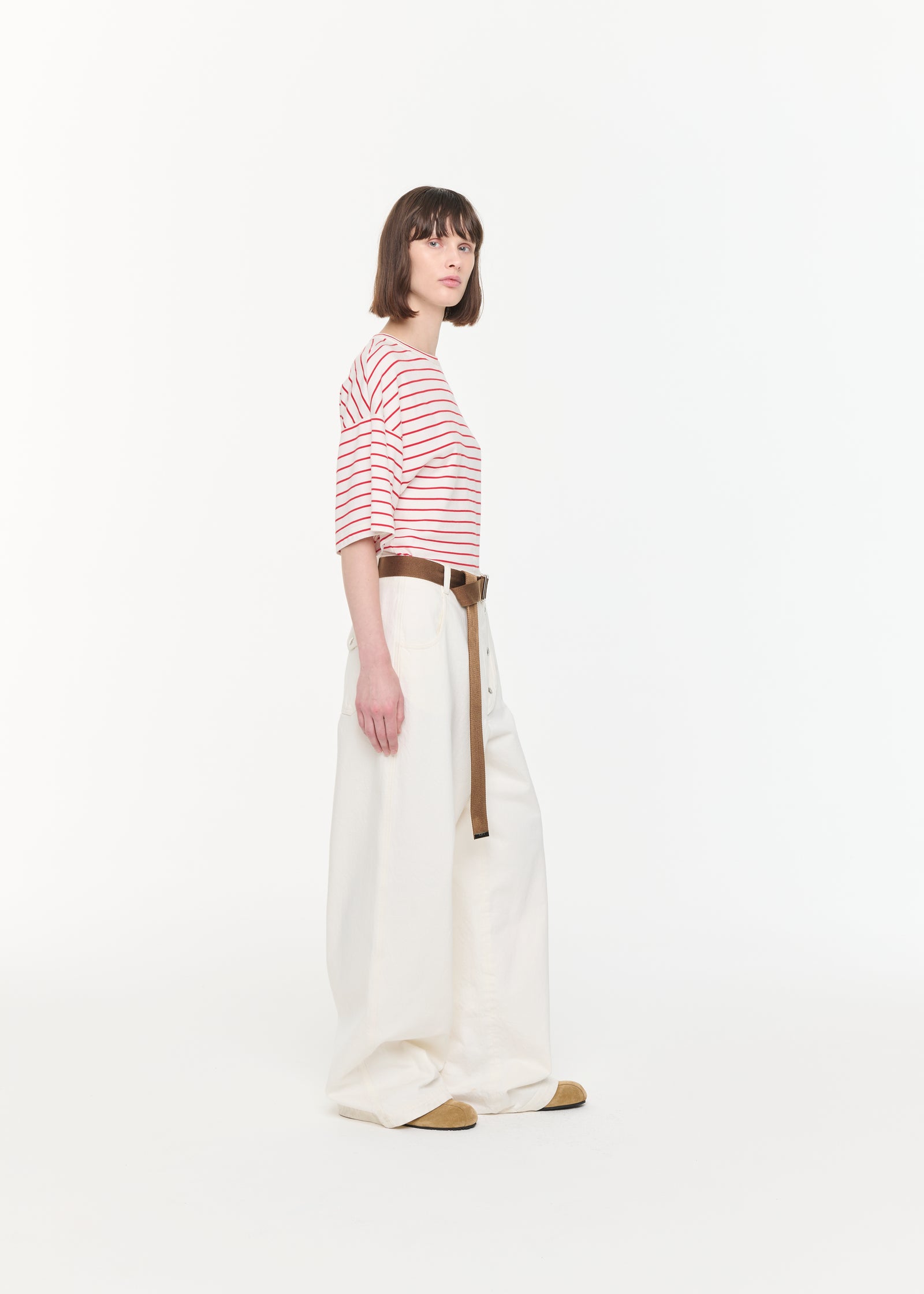 WHITE DRILL CARGO PANTS