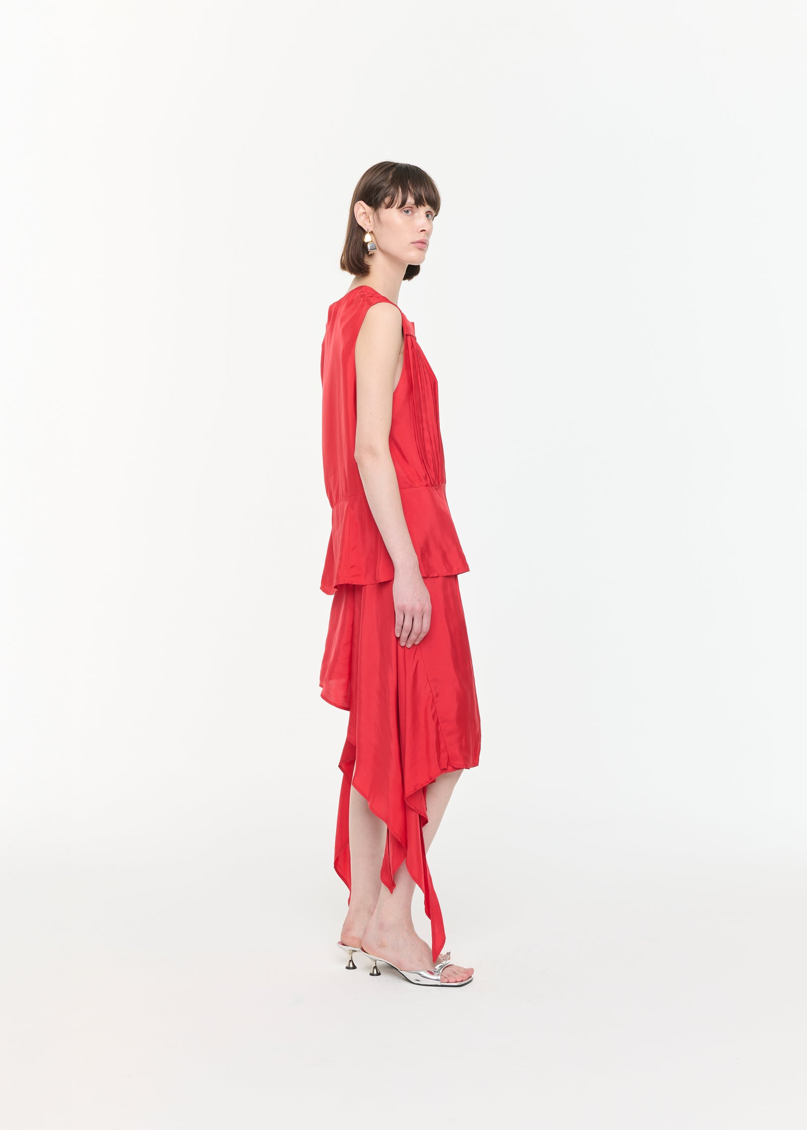 FIRE RED ASYMMETRIC SKIRT