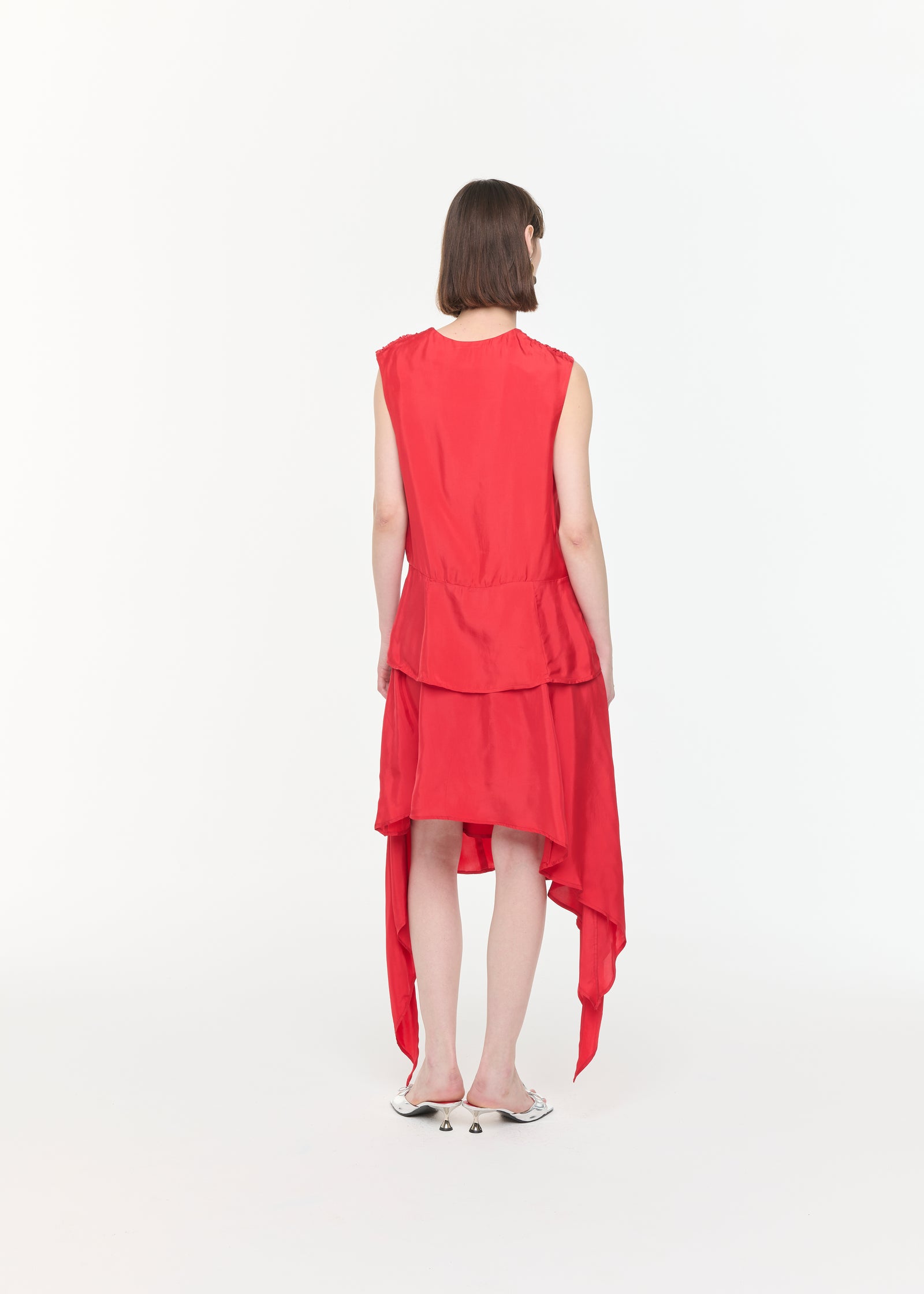 FIRE RED ASYMMETRIC SKIRT