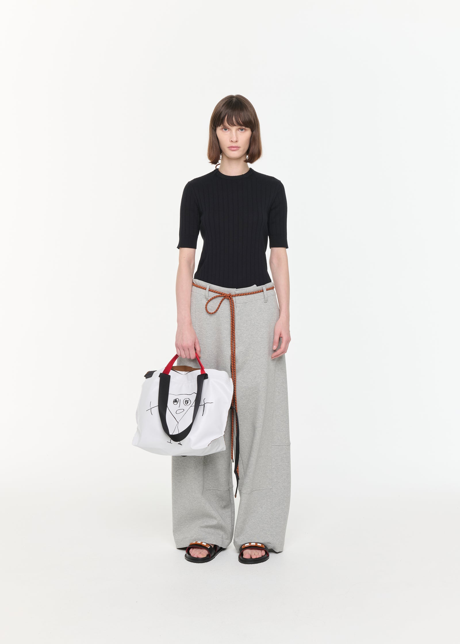 WIDE LEG MELANGE PANTS