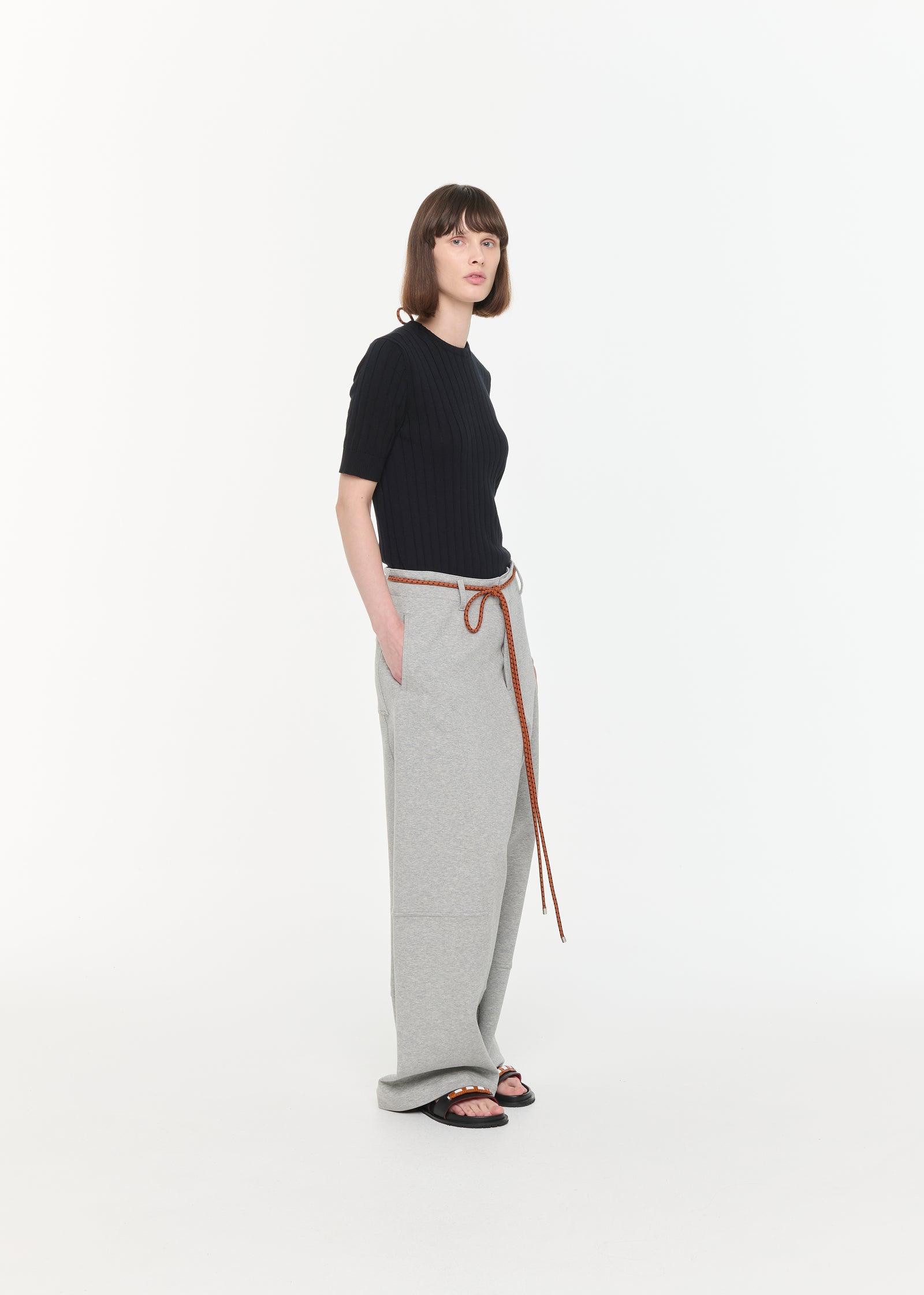 WIDE LEG MELANGE PANTS