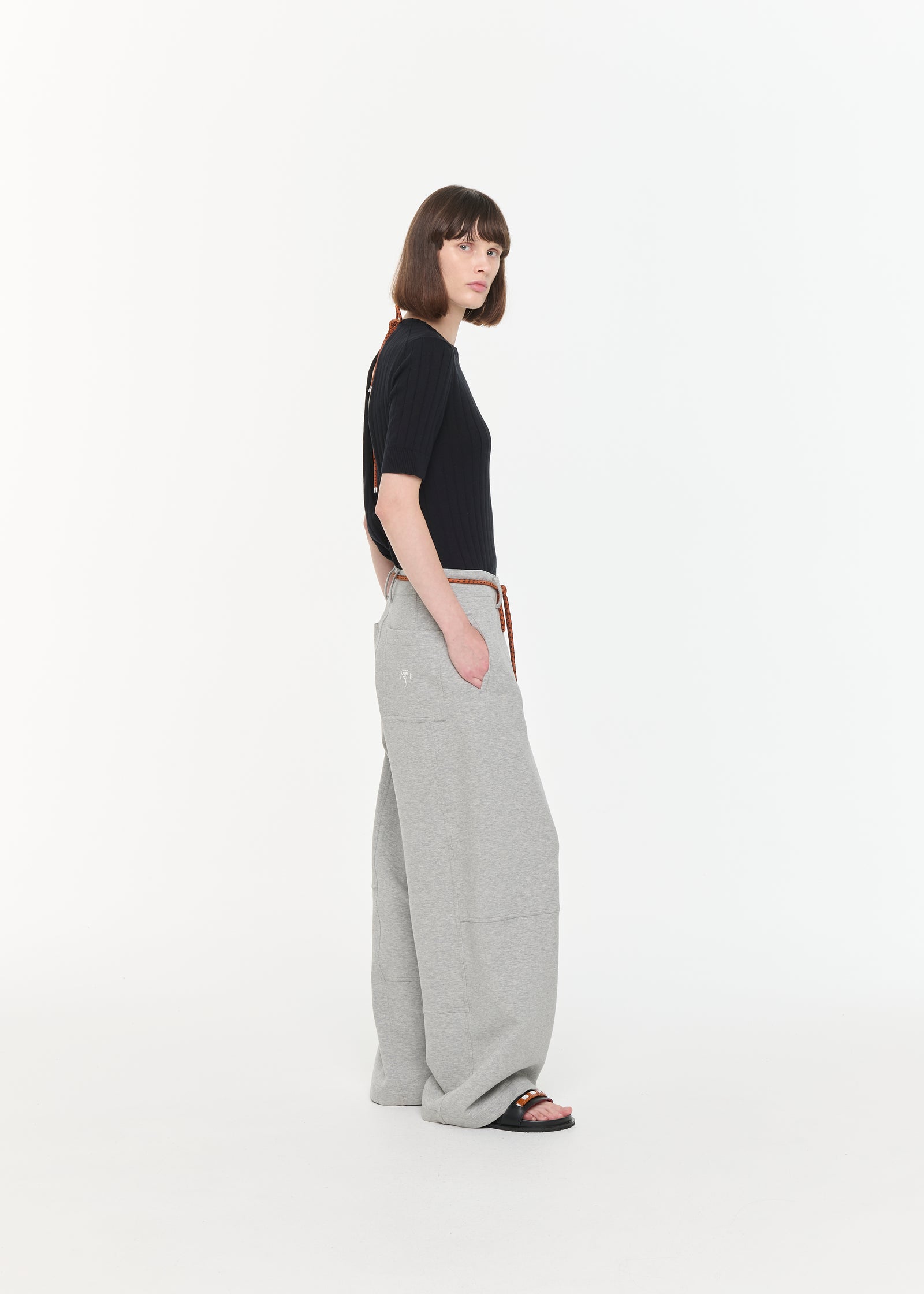 WIDE LEG MELANGE PANTS