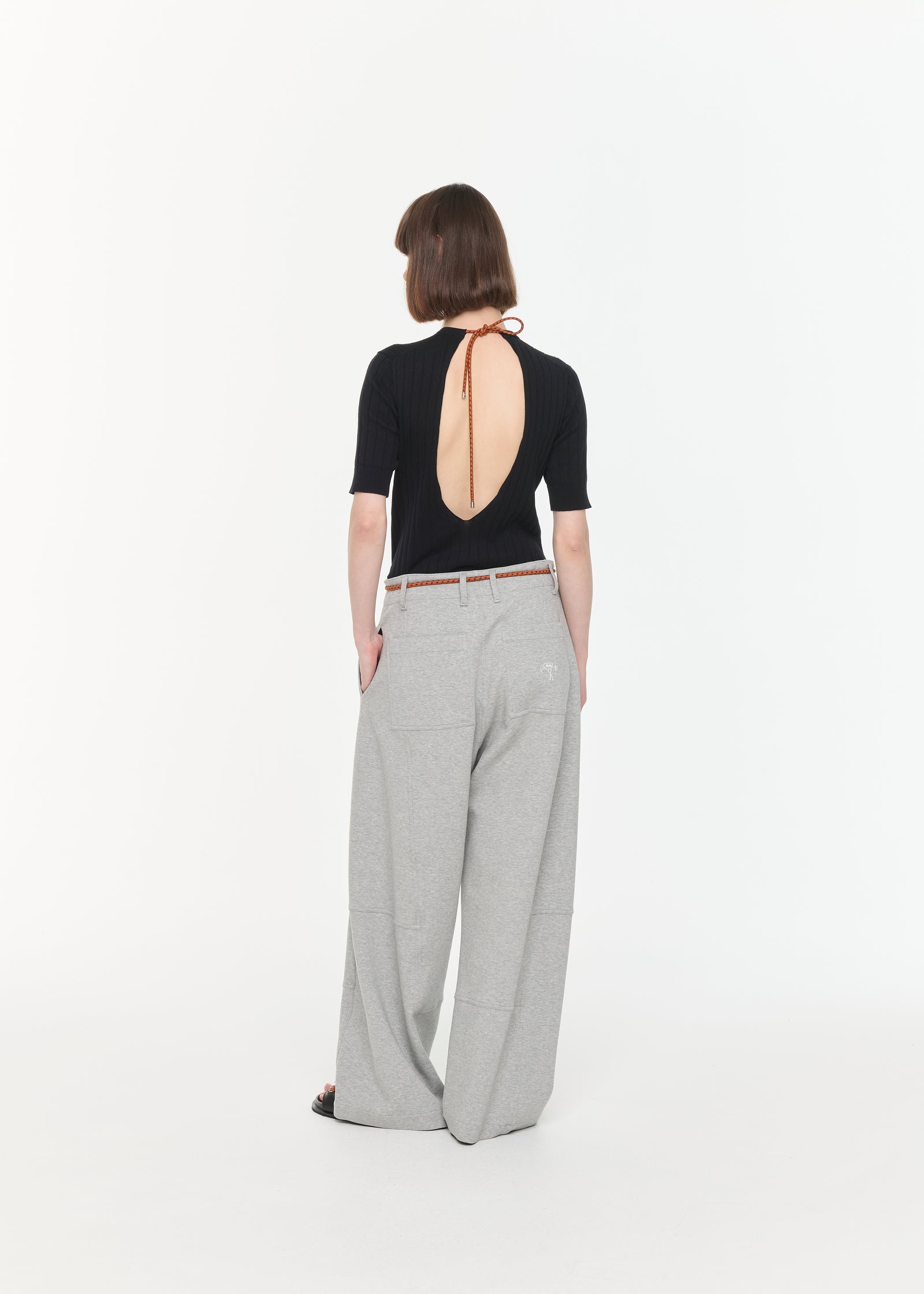 WIDE LEG MELANGE PANTS