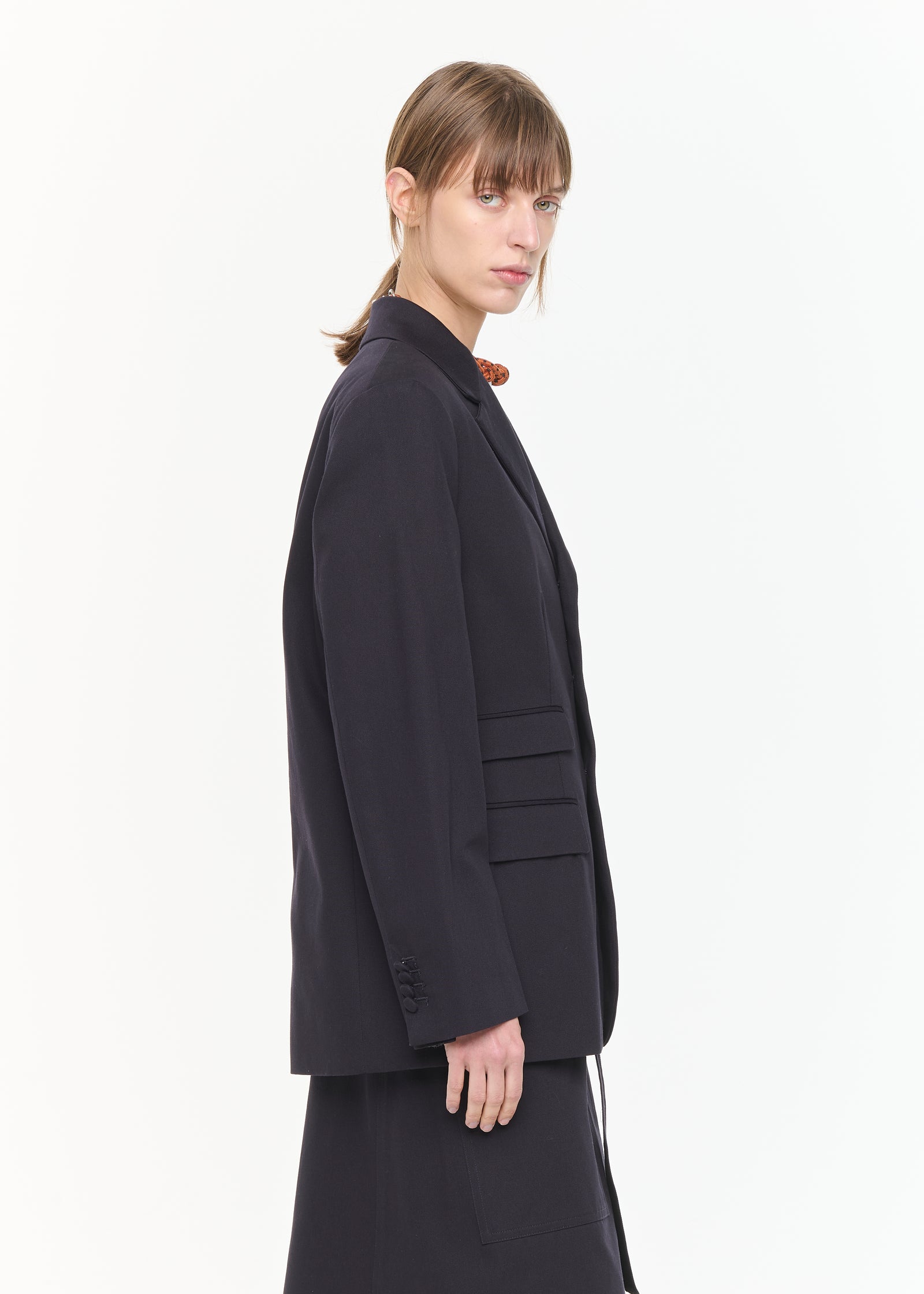 BLUE BLACK COTTON BLAZER