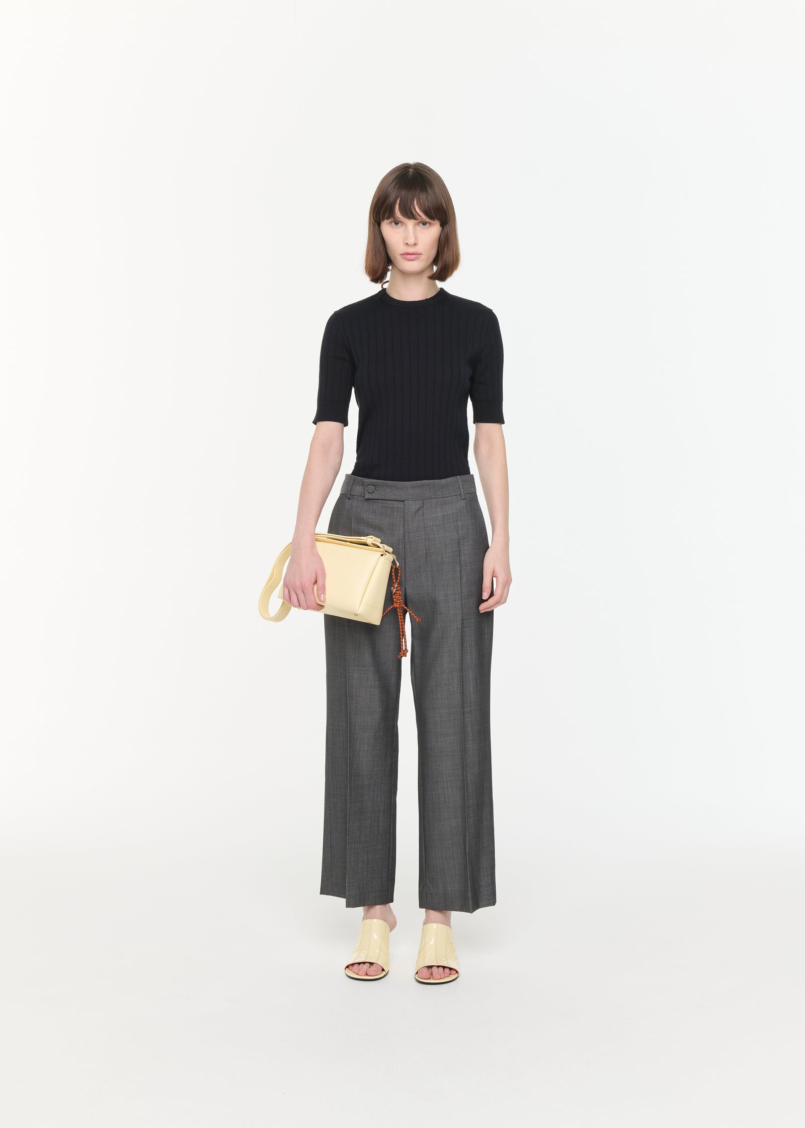 GREY MELANGE FLARED PANTS