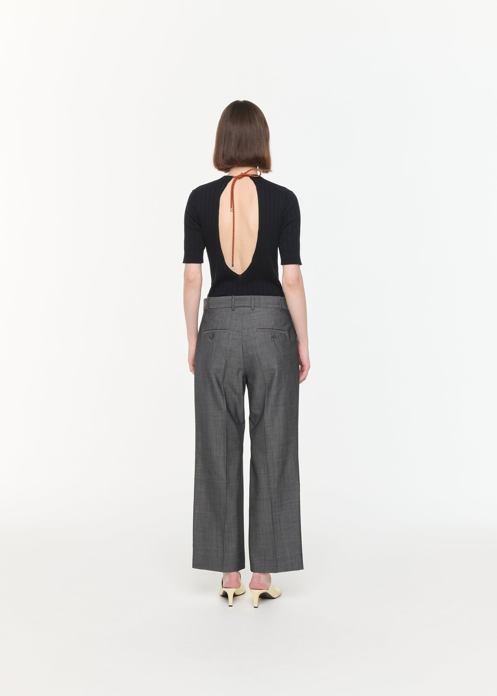 GREY MELANGE FLARED PANTS