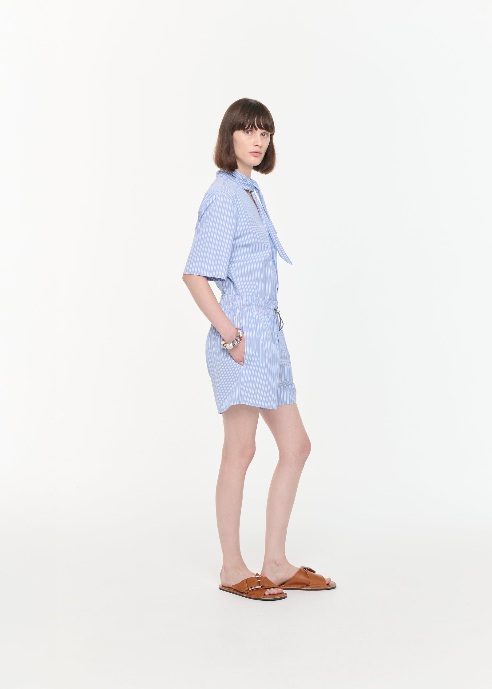 STRIPED COTTON BERMUDA