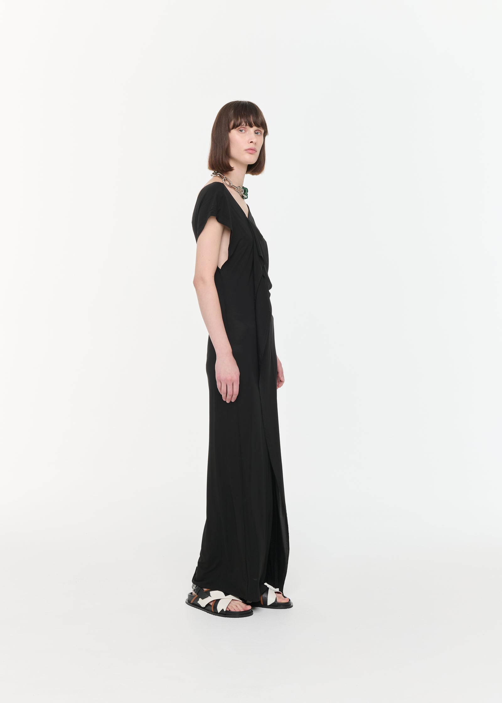 JERSEY LONG DRESS WITH ASYMMETRIC NECKLINE