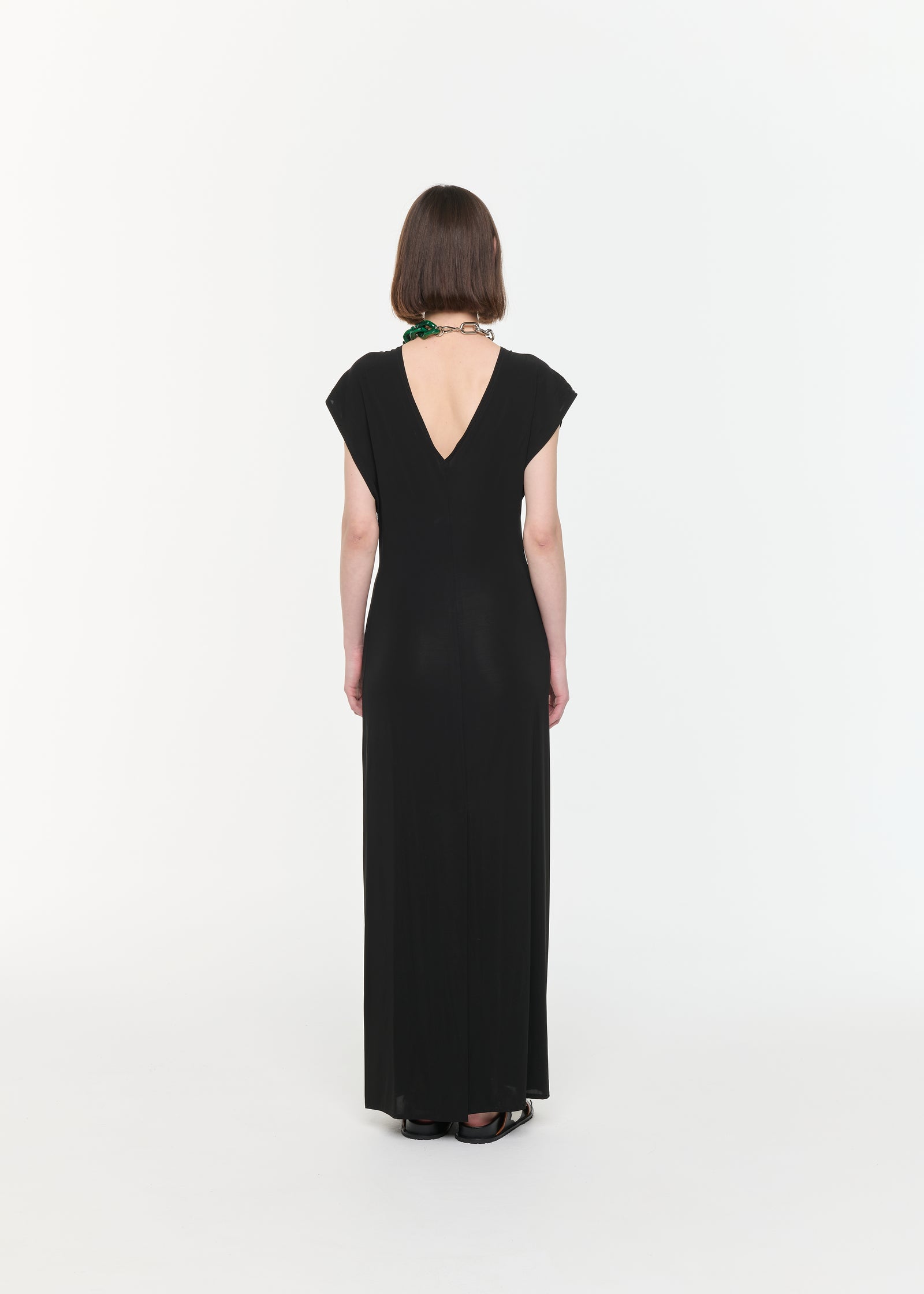 JERSEY LONG DRESS WITH ASYMMETRIC NECKLINE