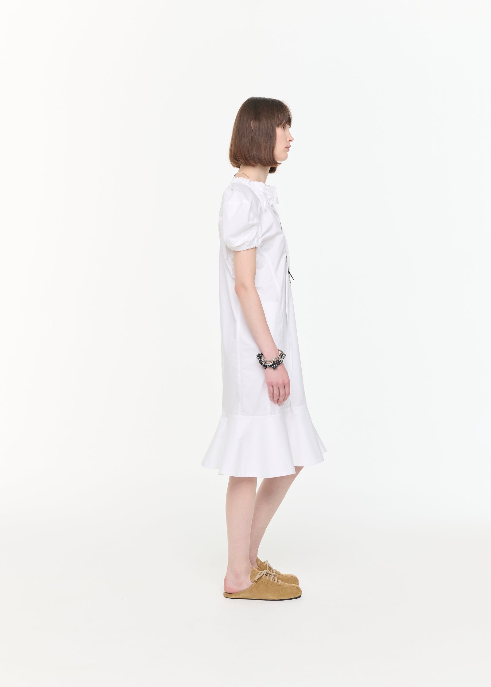 COTTON MINI DRESS WITH PUFFED SLEEVES