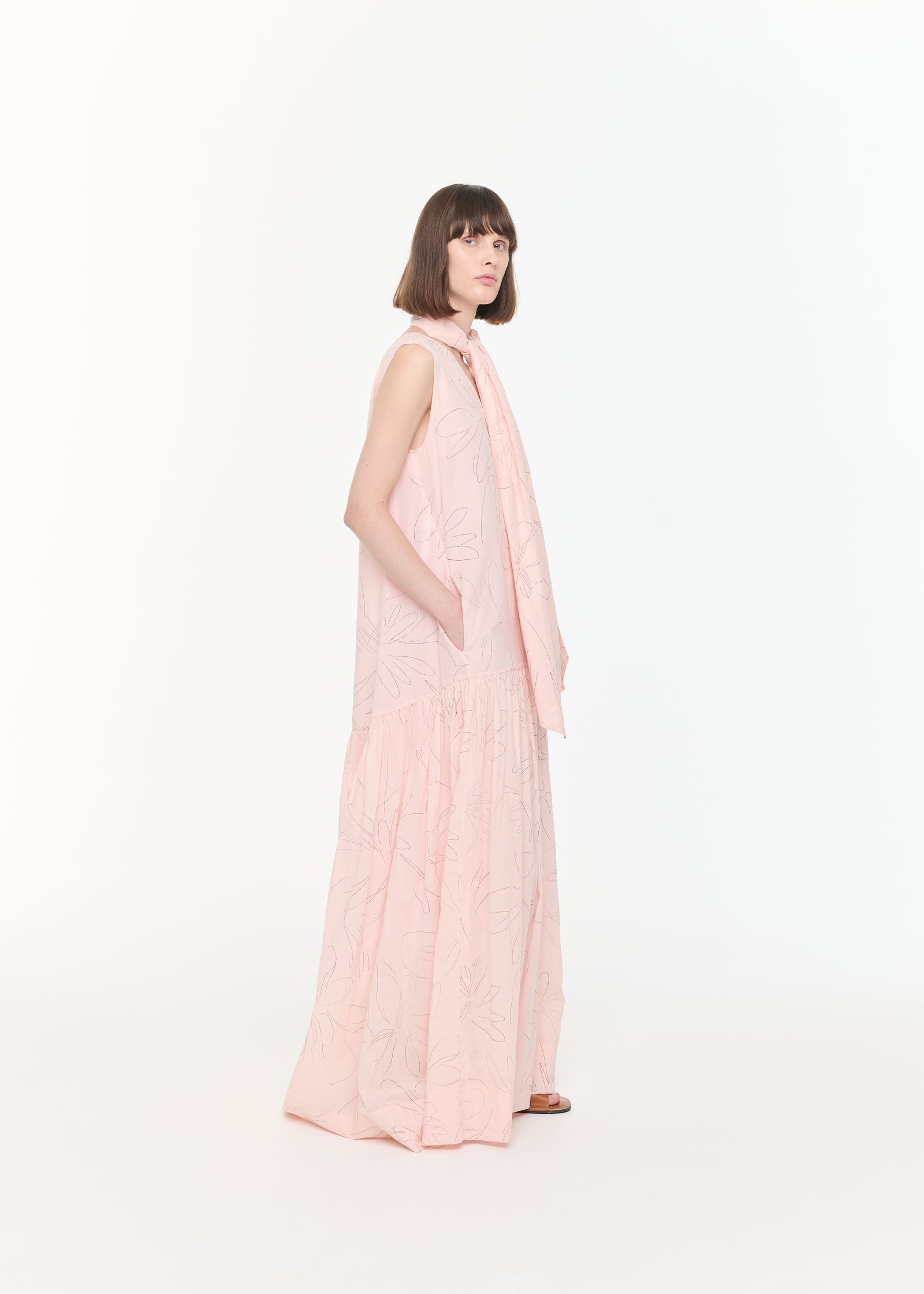 MAXI ORGANZA FLOWER PRINT DRESS