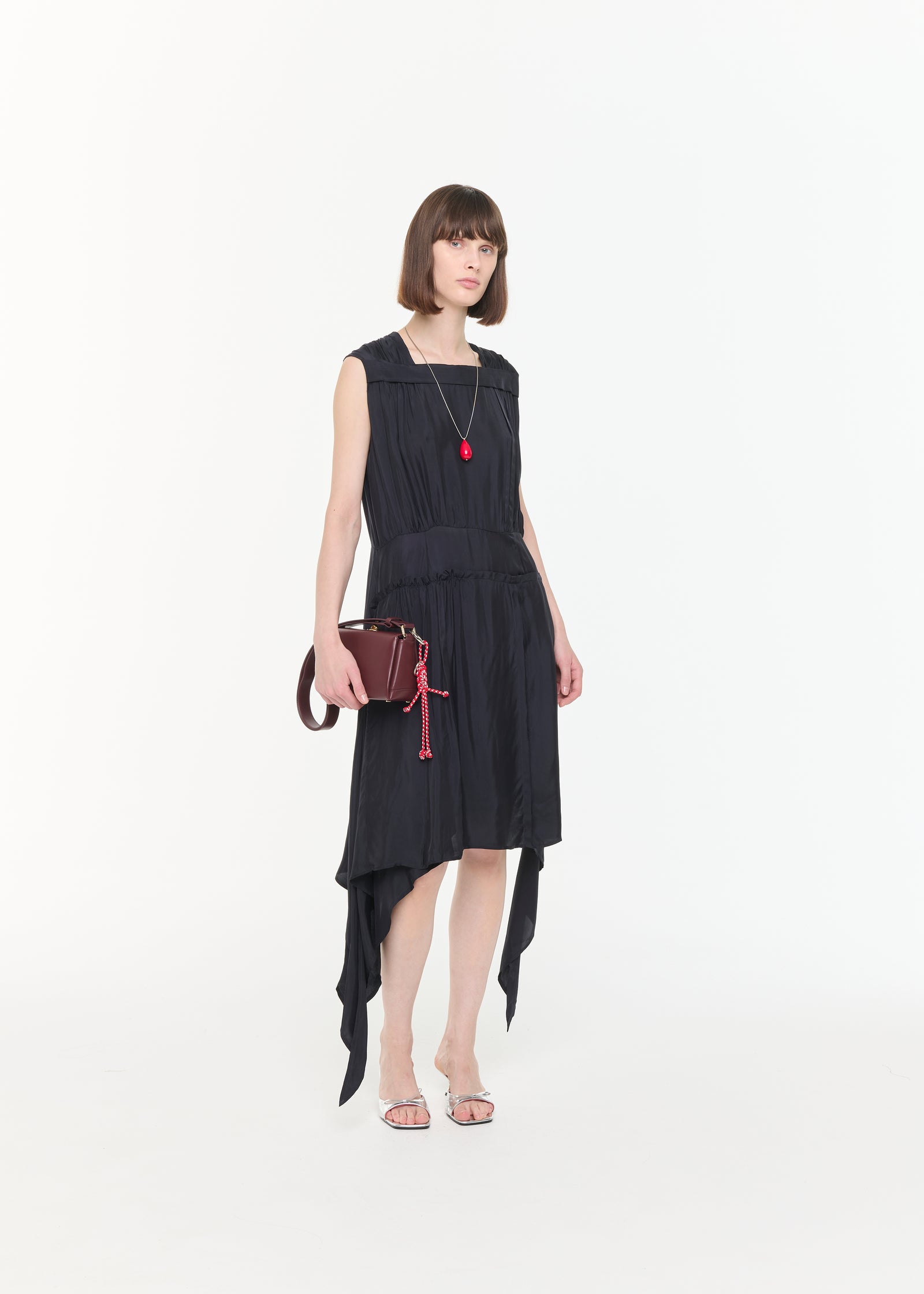 MIDI ASYMMETRIC TWILL DRESS