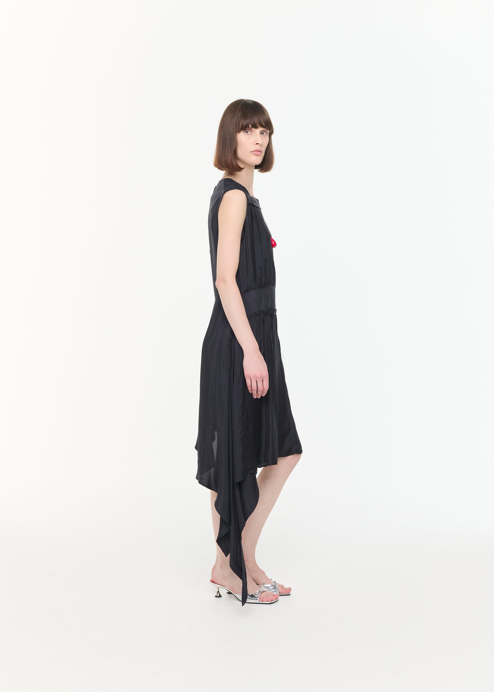 MIDI ASYMMETRIC TWILL DRESS