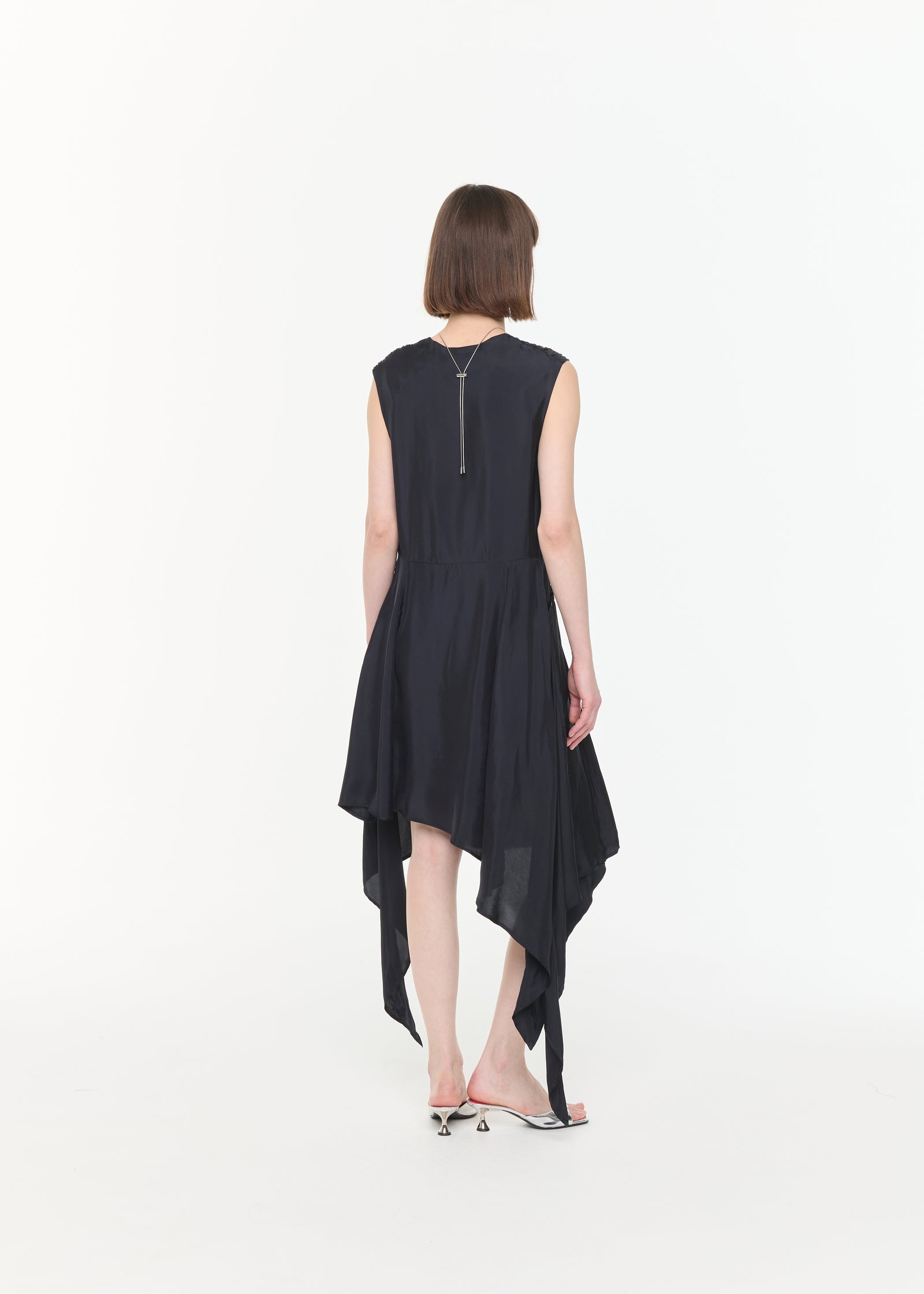 MIDI ASYMMETRIC TWILL DRESS