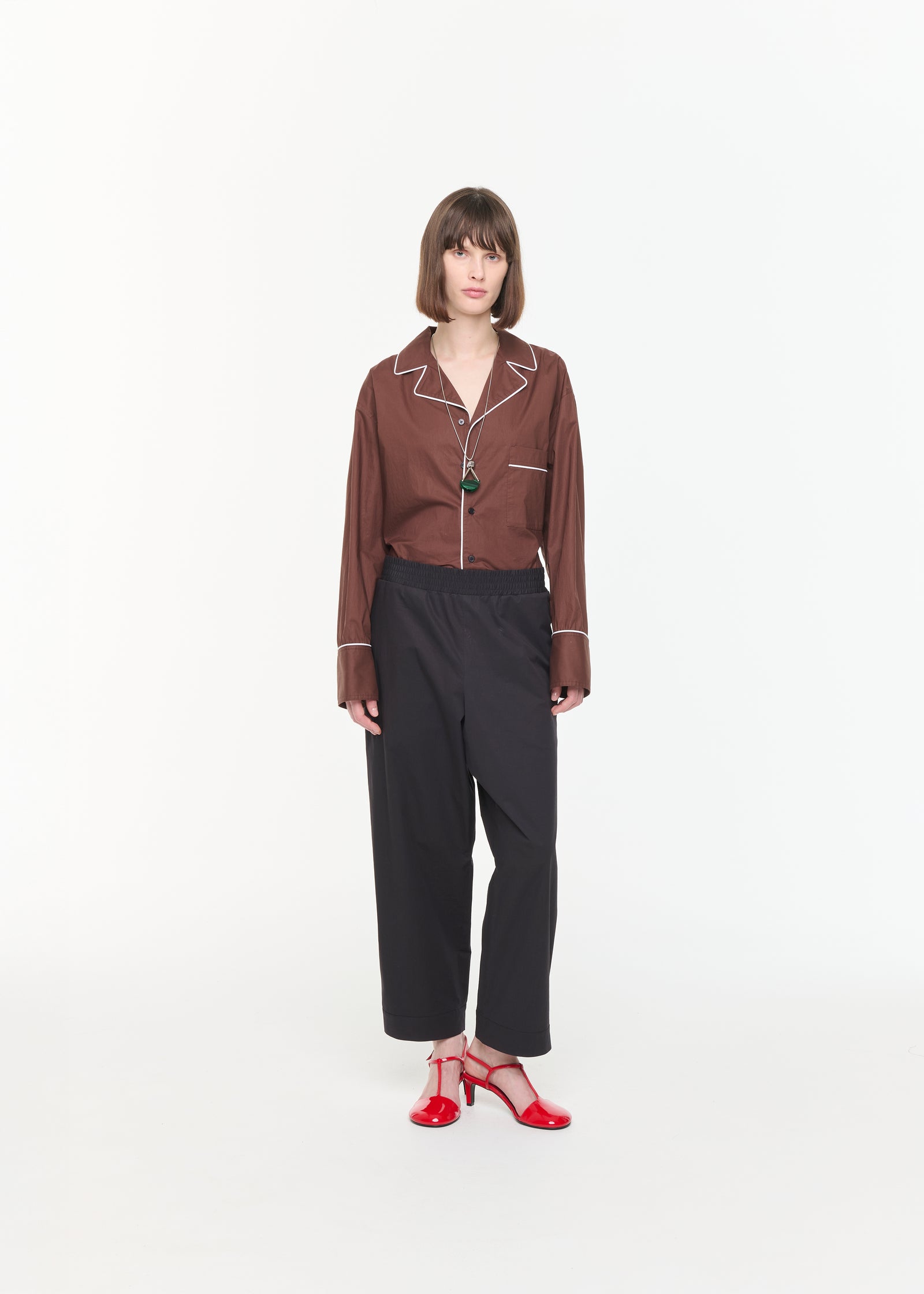 RELAXED BLACK COTTON TROUSERS