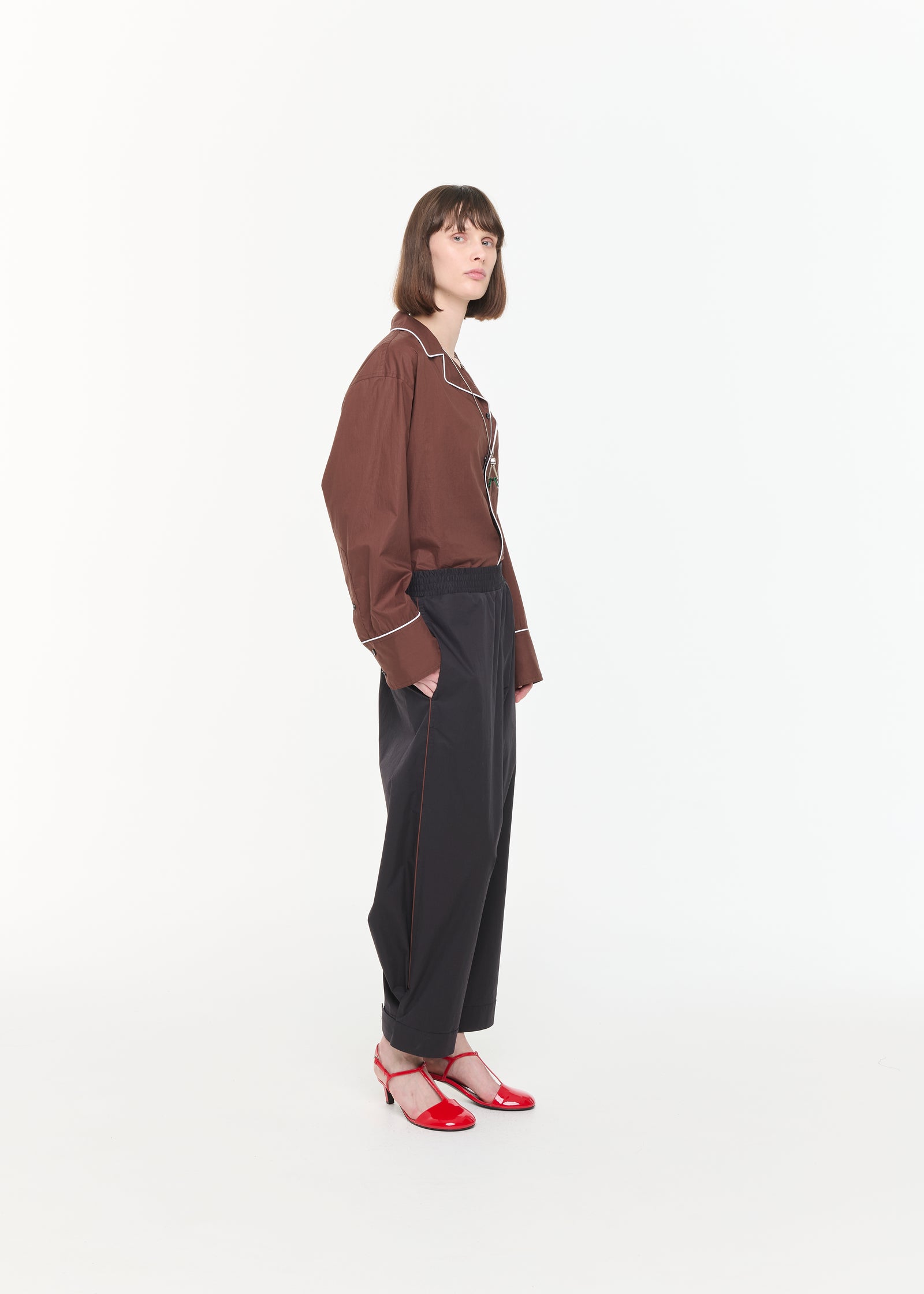 RELAXED BLACK COTTON TROUSERS