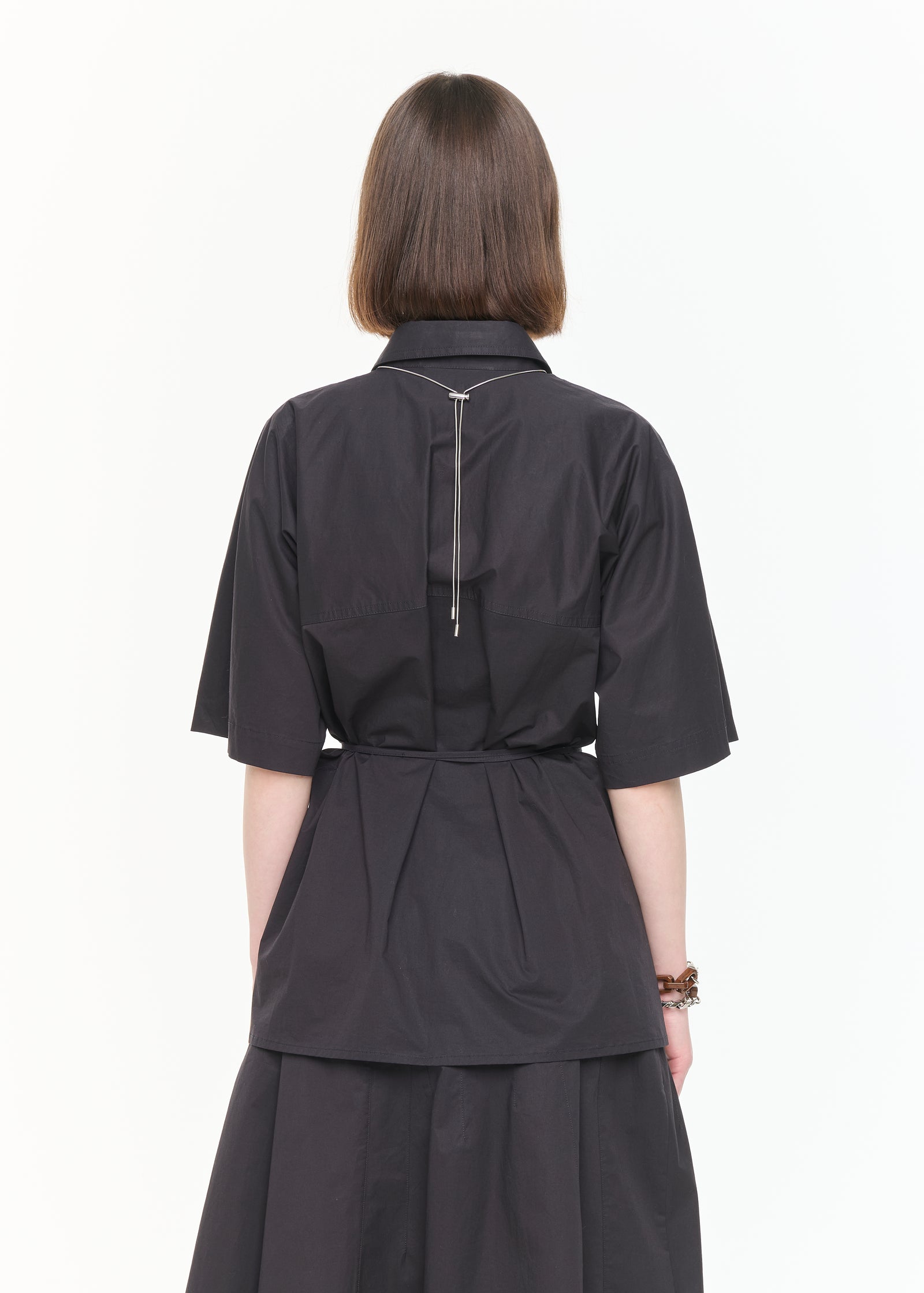 POPELINE SHIRT WITH SELF TIE BELT