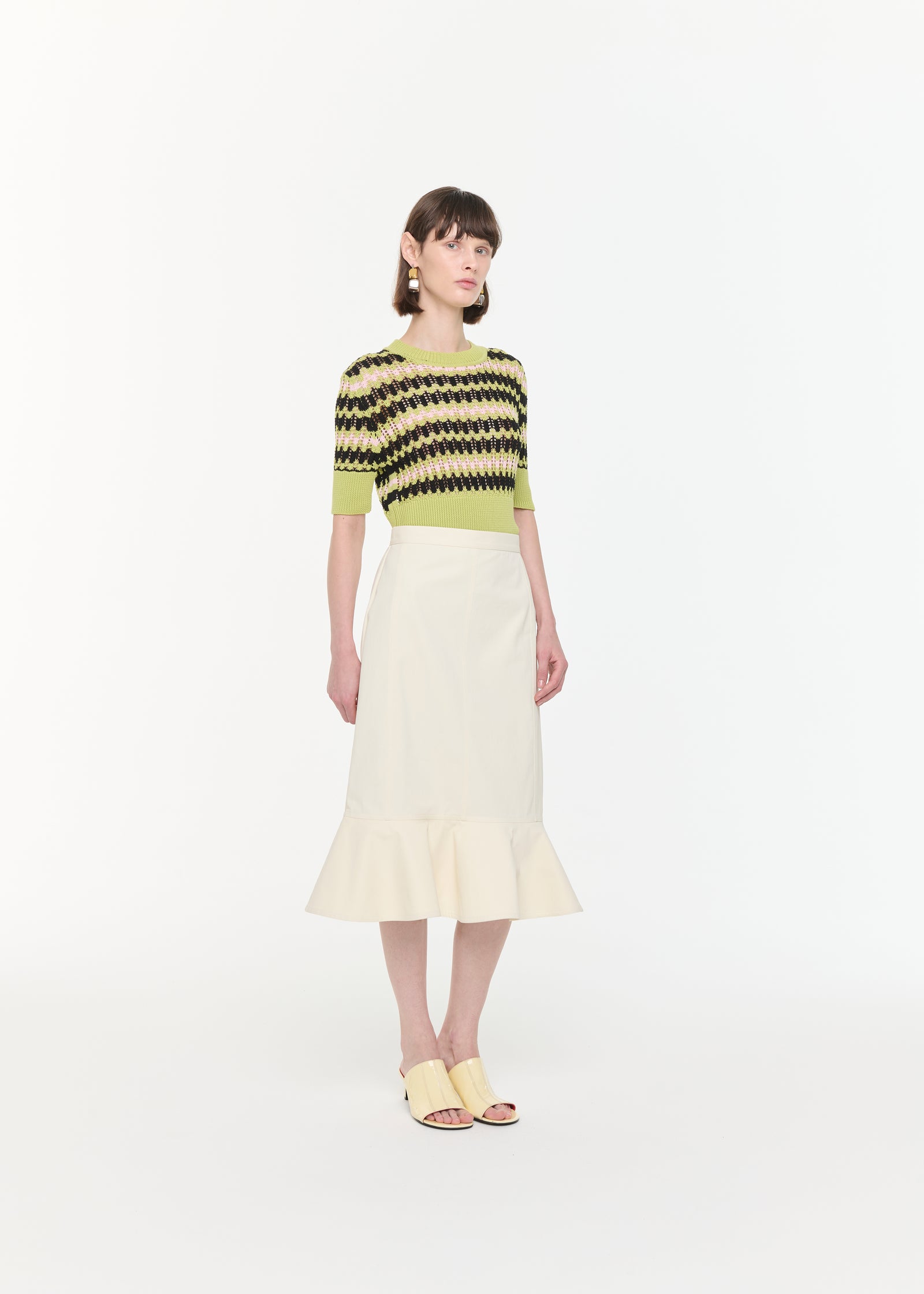 MIDI SKIRT WITH RUFFLED HEMLINE