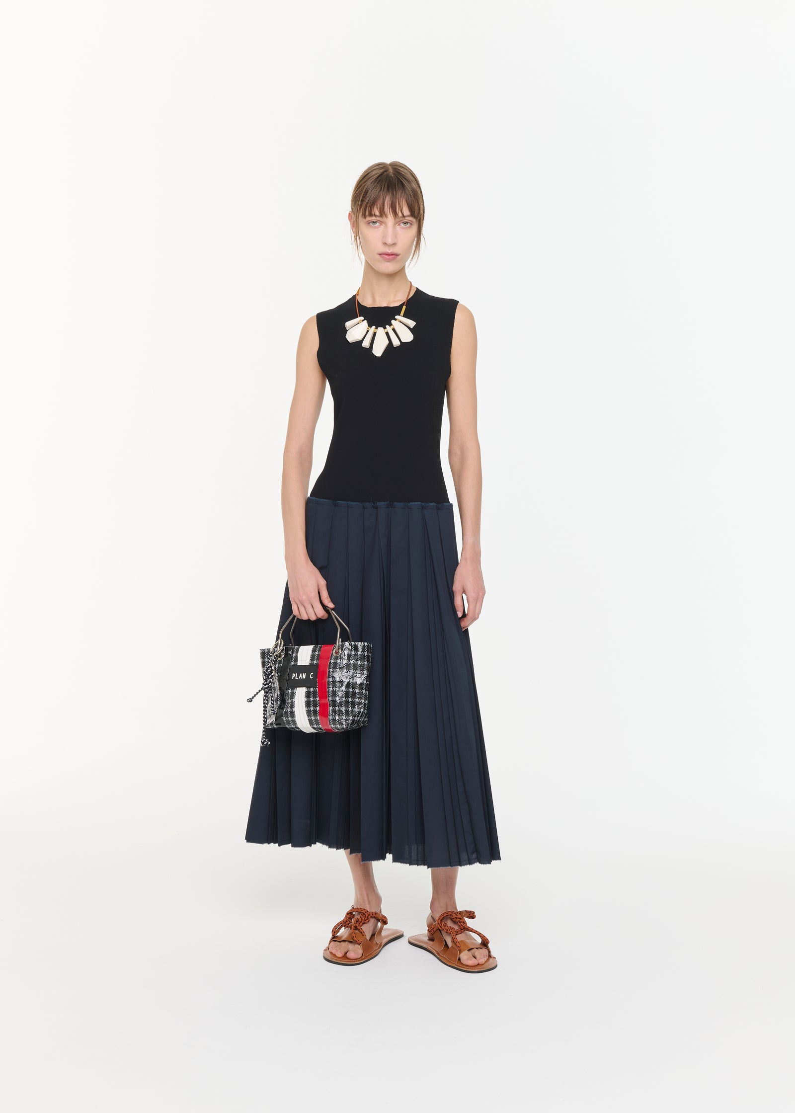 SLEEVELESS DRESS WITH FITTED BODICE