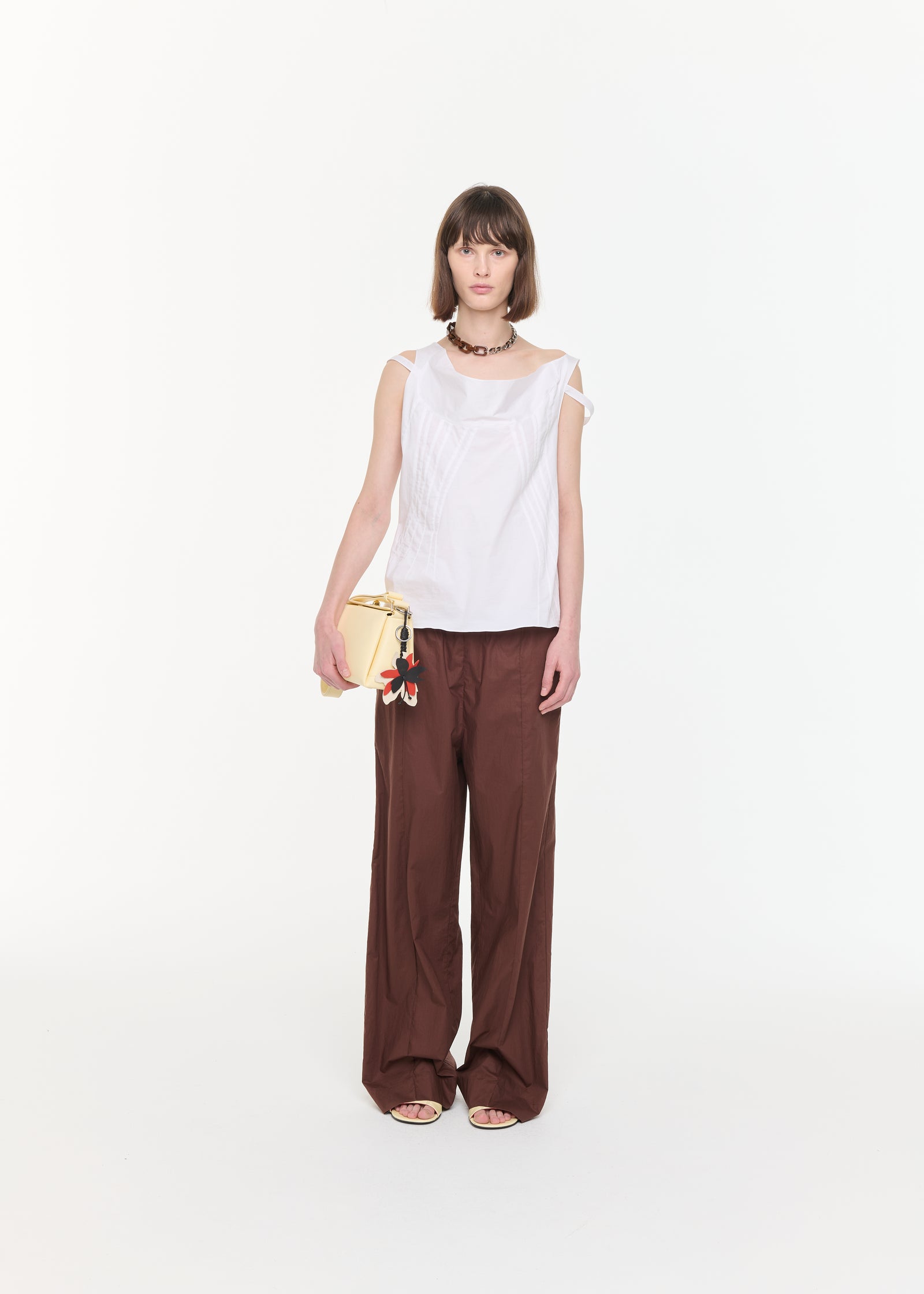 DRAPED NECKLINE WHITE TOP