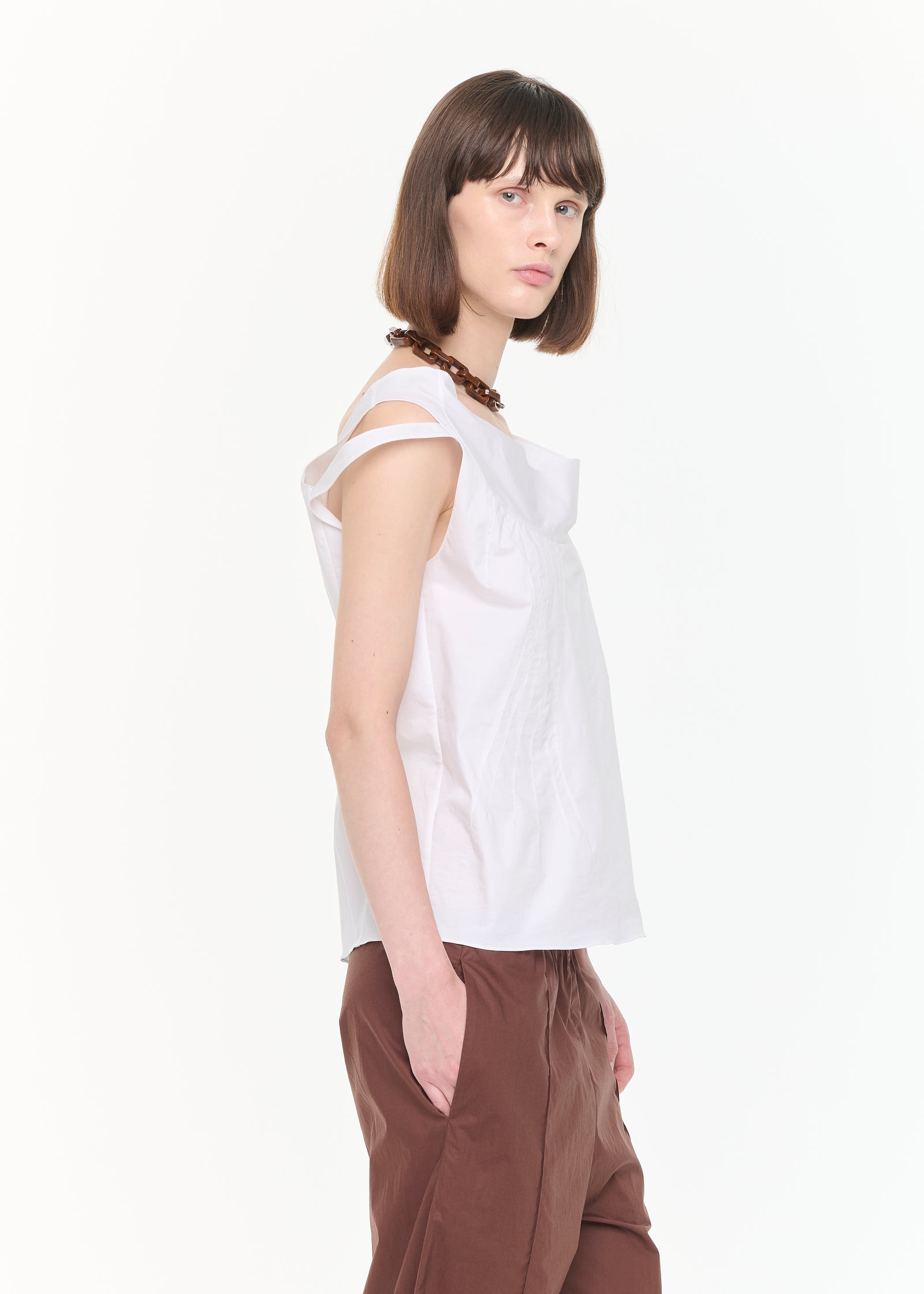 DRAPED NECKLINE WHITE TOP