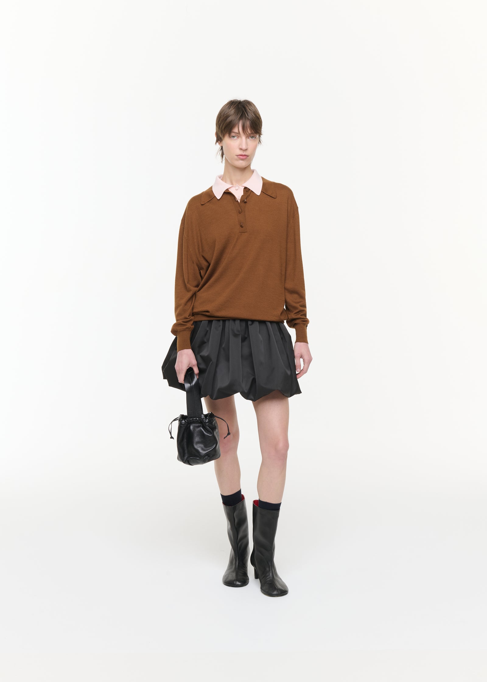 BLACK LAMBSKIN NAPPA BUCKET BAG