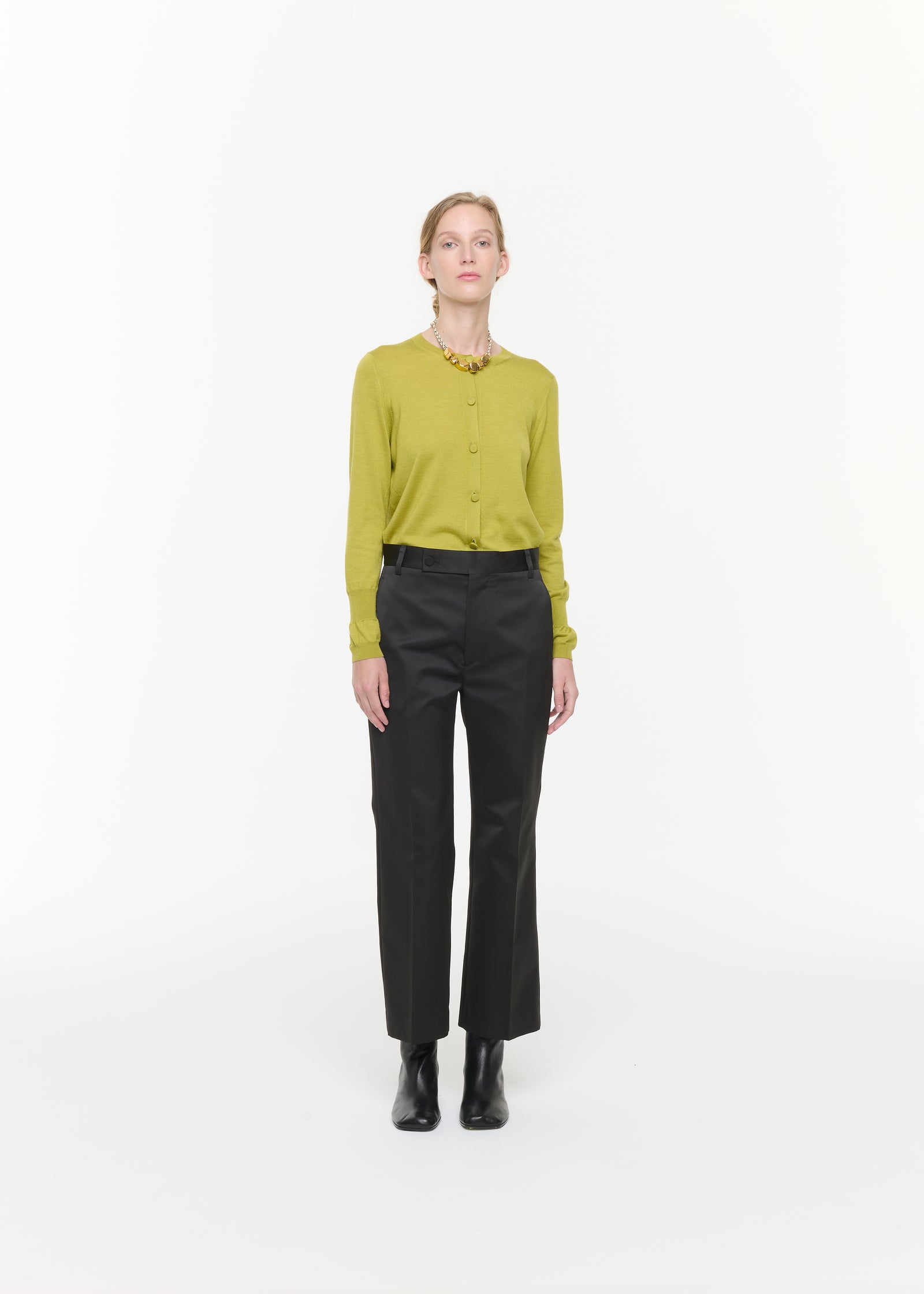 BLACK DUCHESSE STRAIGHT LEG TROUSERS