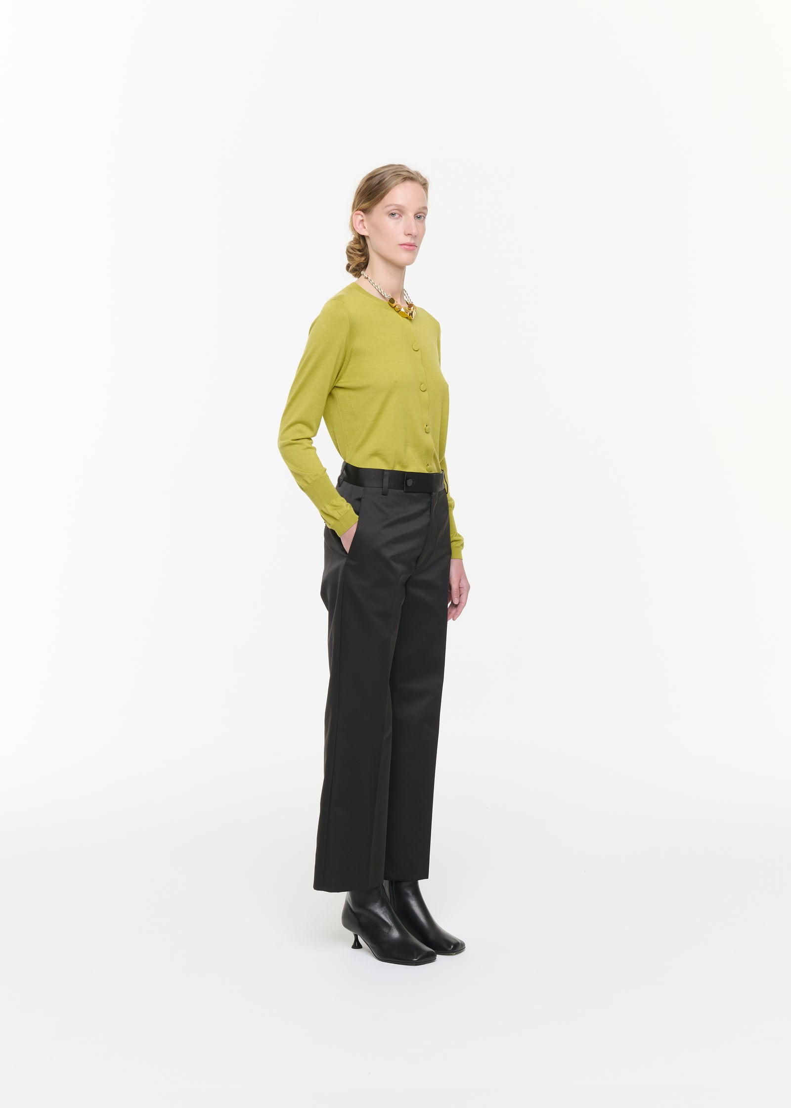 BLACK DUCHESSE STRAIGHT LEG TROUSERS