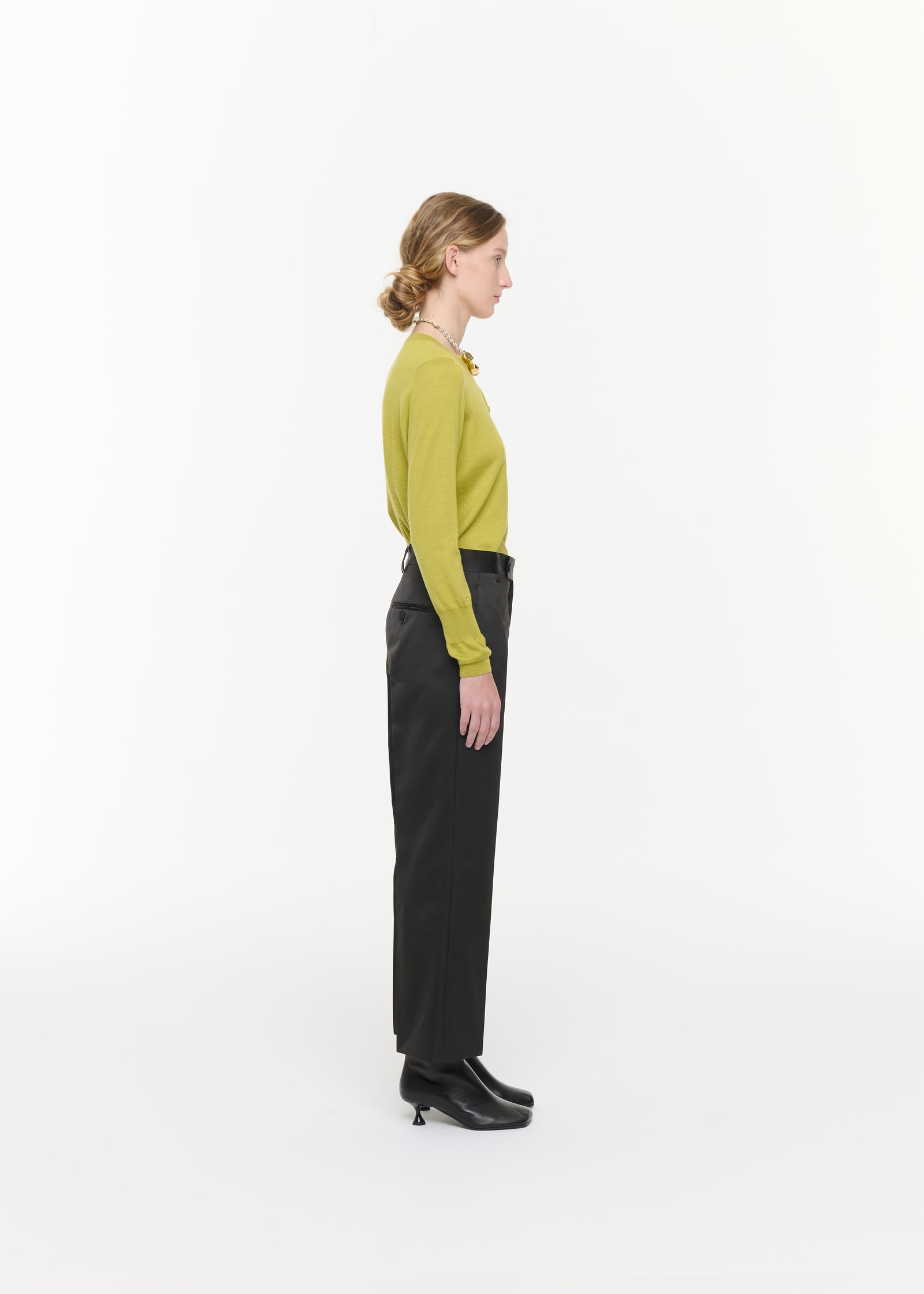 BLACK DUCHESSE STRAIGHT LEG TROUSERS