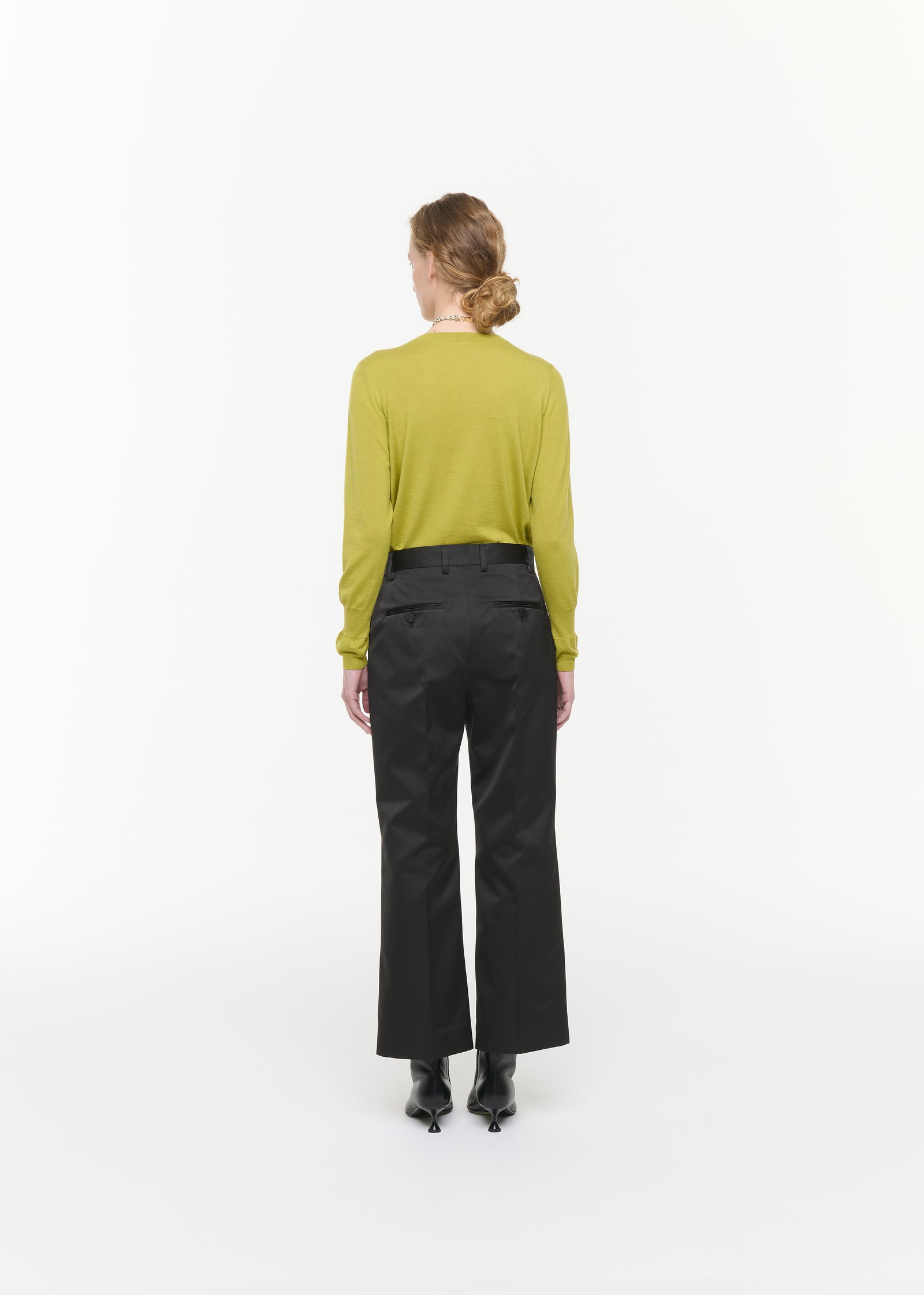 BLACK DUCHESSE STRAIGHT LEG TROUSERS
