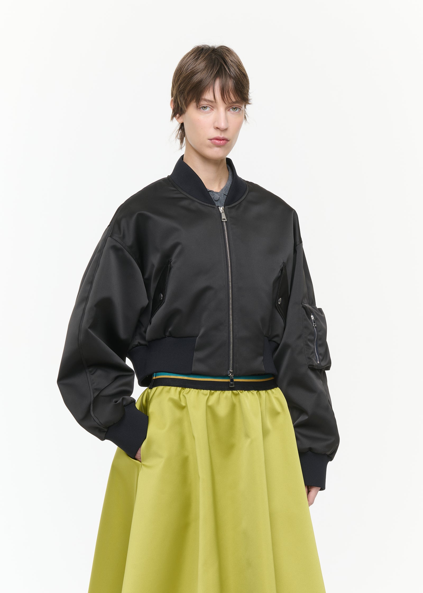CROPPED DUCHESSE BOMBER JACKET