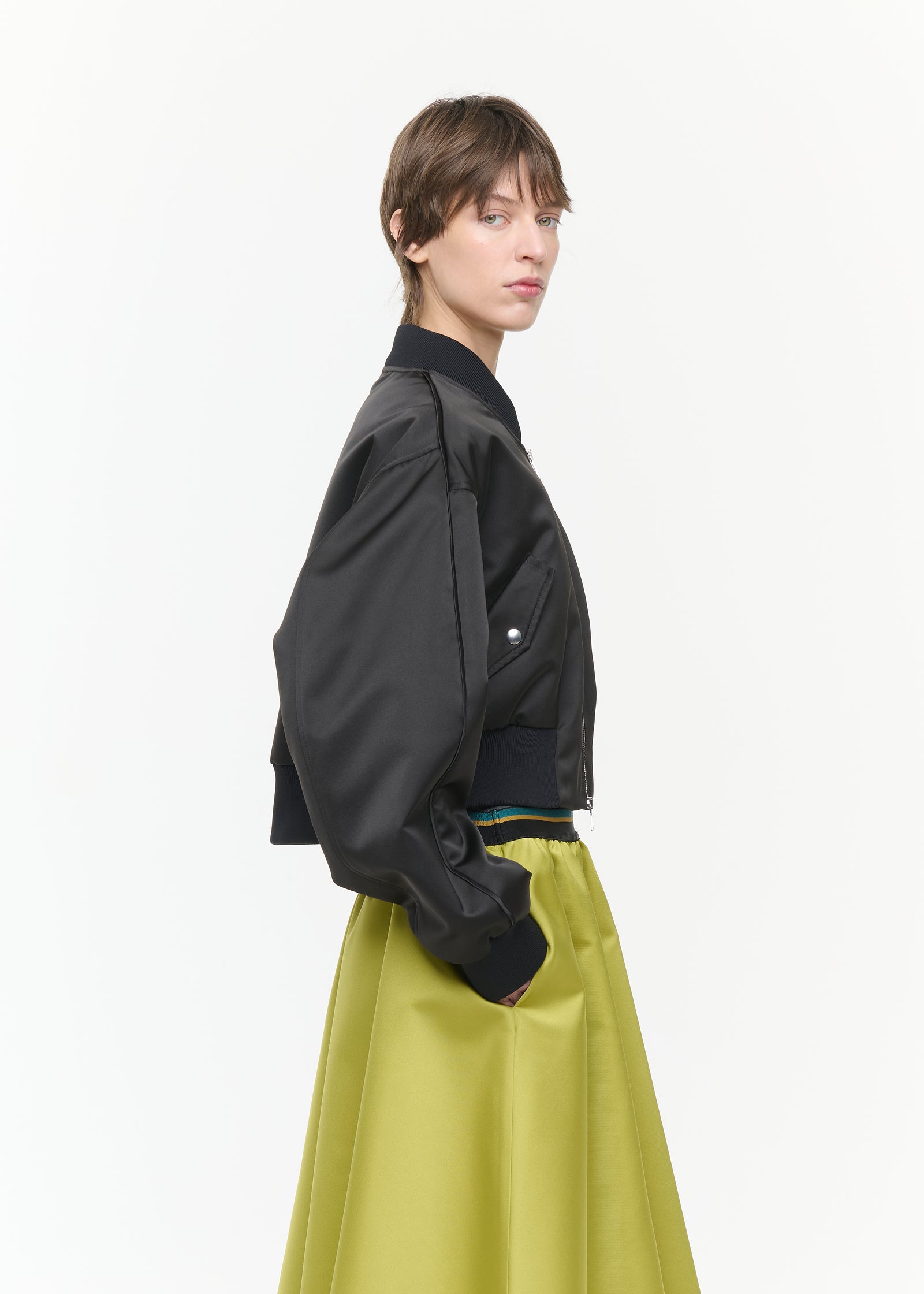 CROPPED DUCHESSE BOMBER JACKET