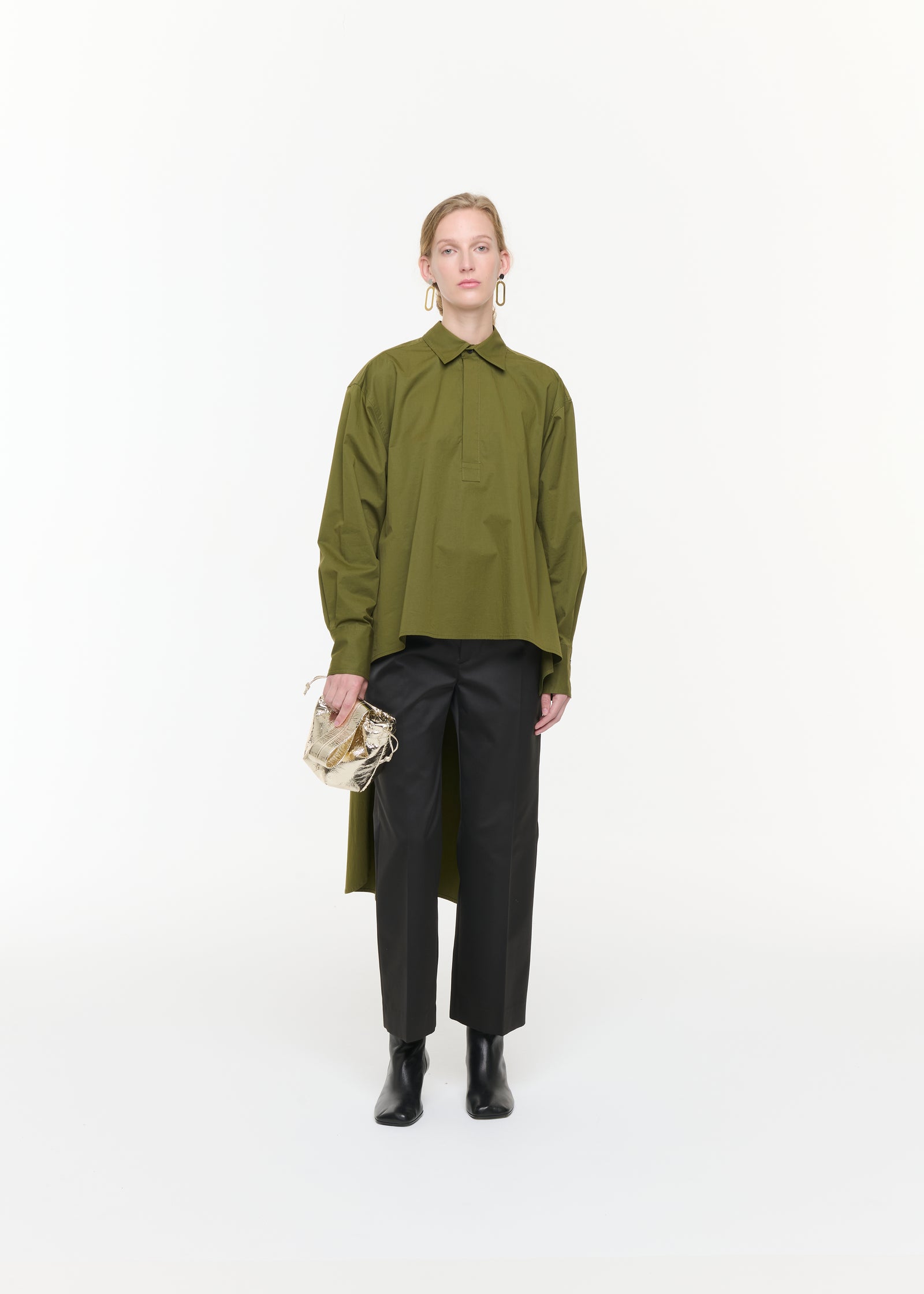 GREEN ASYMMETRIC SHIRT