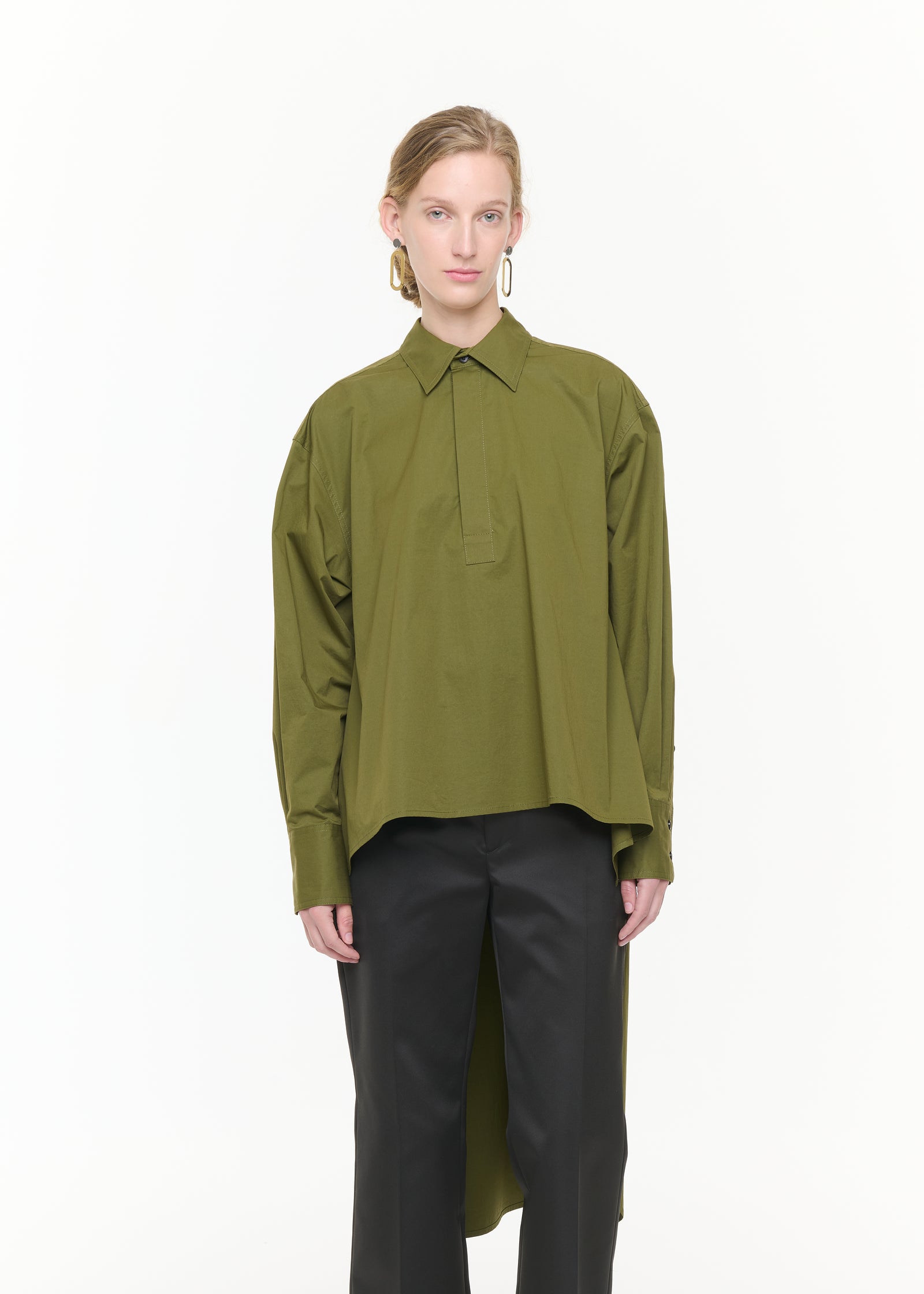 GREEN ASYMMETRIC SHIRT